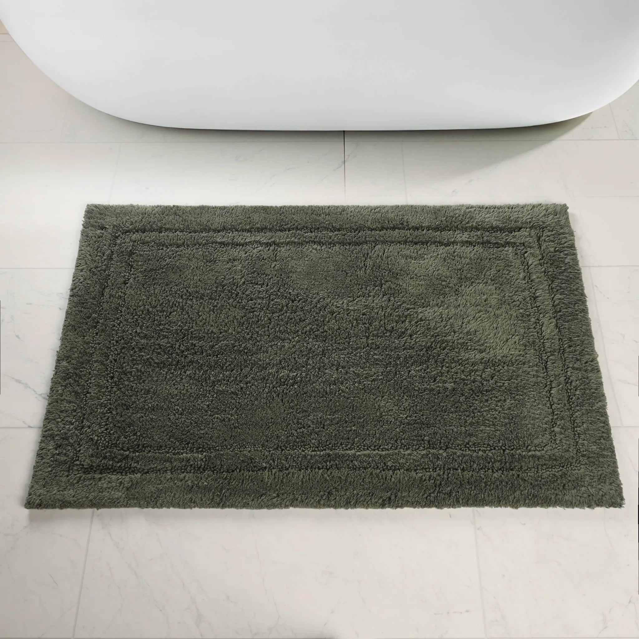 Non-Slip Cotton Bathroom Rug Set - 2 Piece Washable Absorbent Bath Mat with Anti-Skid Backing for Bathroom, Shower & Vanity Area