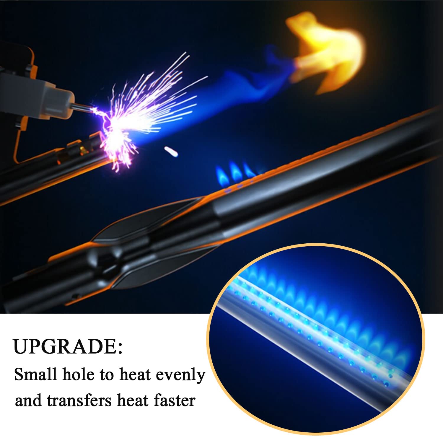 Stainless Steel Heat Plates & Grill Burners Replacement Kit for Napoleon Rogue & Prestige 500 Propane Grills - 7-Pack Sear Plates Flavorizer Bars + 4 Burner Tubes - BBQ Grill Parts for Enhanced Flavor & Even Heat Distribution - Perfect for Backyard Grilling, Tailgating & Outdoor Cooking