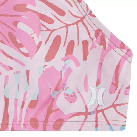 HURLEY® Junior Girls' Rashguard & Bikini 3-Piece Swimsuit Set for Ages 7-16 | UV Protection Swimwear for Beach, Pool & Surfing