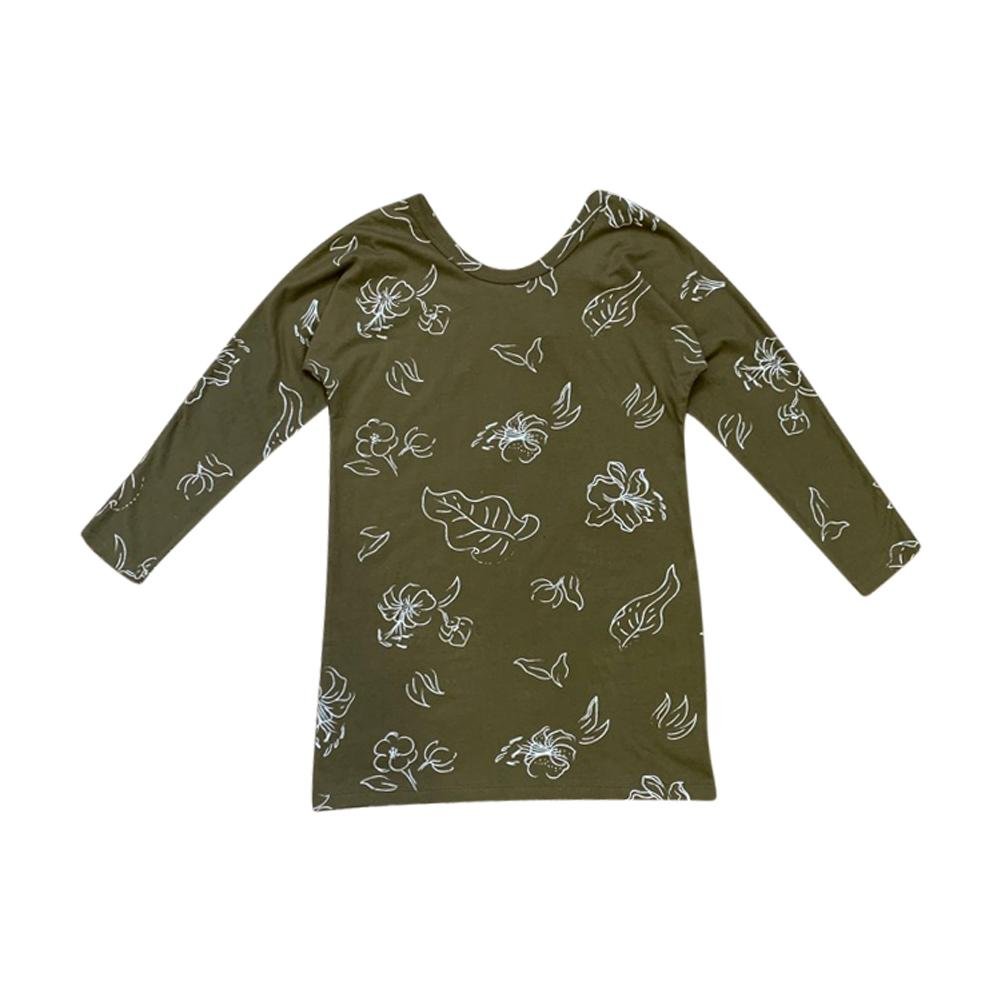 Organic Long Sleeve Lounge Dress for Women - Comfortable Wild Forager Style in Khaki - Perfect for Yoga, Relaxing at Home & Casual Outings