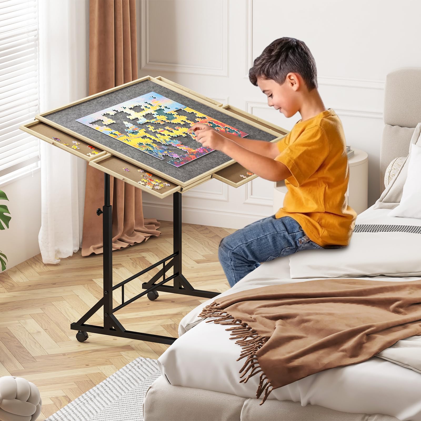 1500 Piece Jigsaw Puzzle Table with 6 Drawers & Adjustable Legs - 34