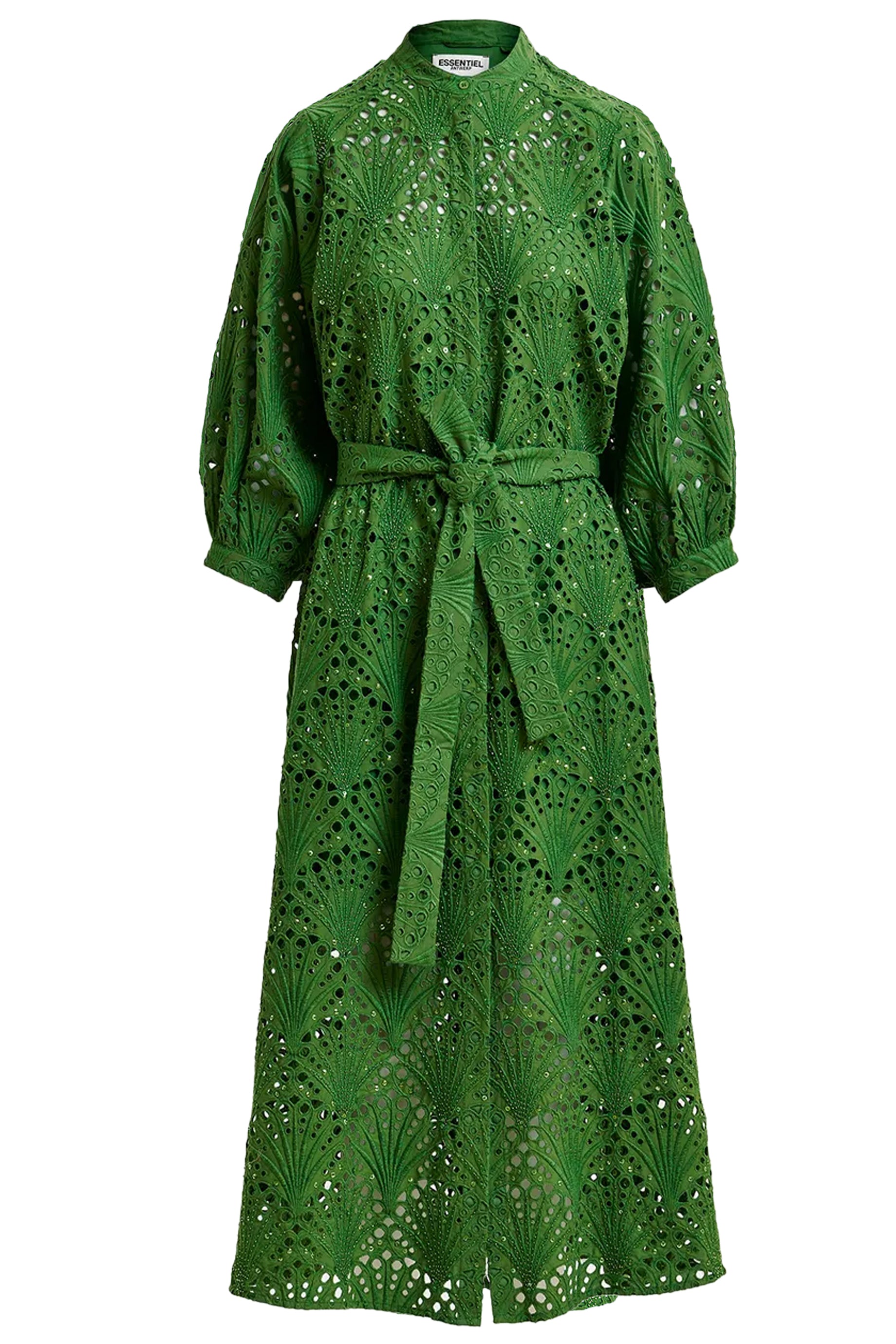 Essentiel Antwerp Fresci Dress in Emerald Green - Elegant Women's Midi Dress for Casual Outings, Parties & Special Occasions