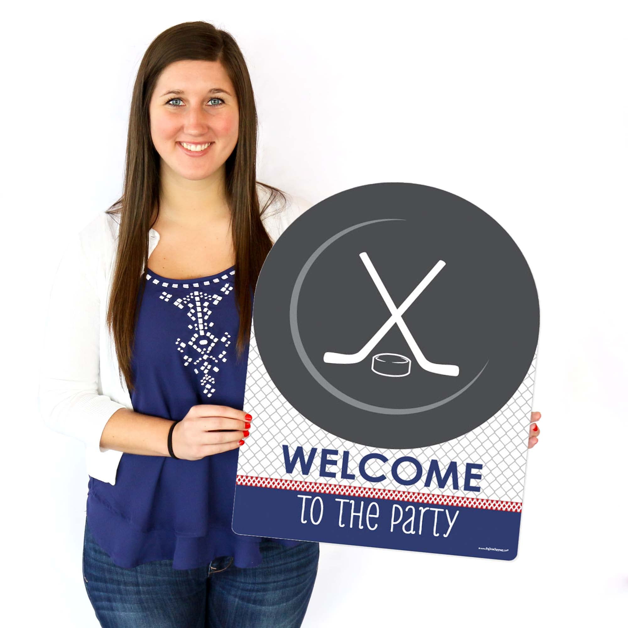 Big Dot of Happiness Shoots and Scores Hockey Party Decorations - Birthday Party or Baby Shower Welcome Yard Sign - Perfect for Hockey Themed Events, Game Day Decor & Sports Celebrations