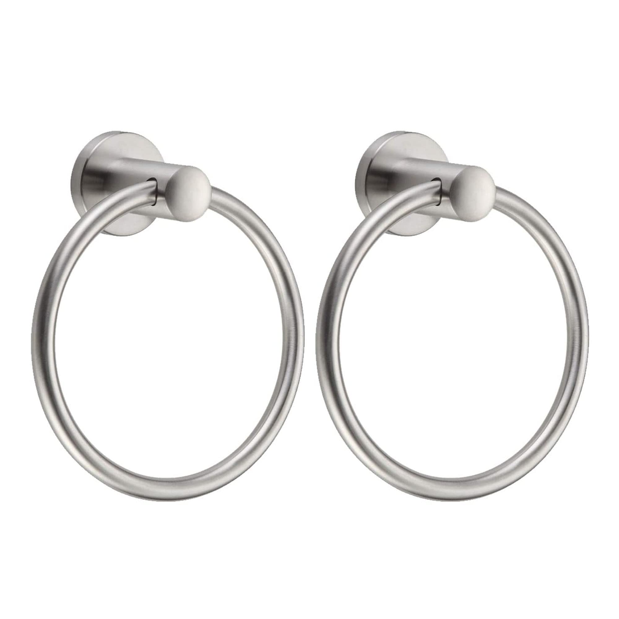 Brushed Nickel Towel Ring Set of 2 - Modern Stainless Steel Bathroom Hand Towel Holder - Perfect for Powder Rooms, Guest Bathrooms & Spa-Style Decor