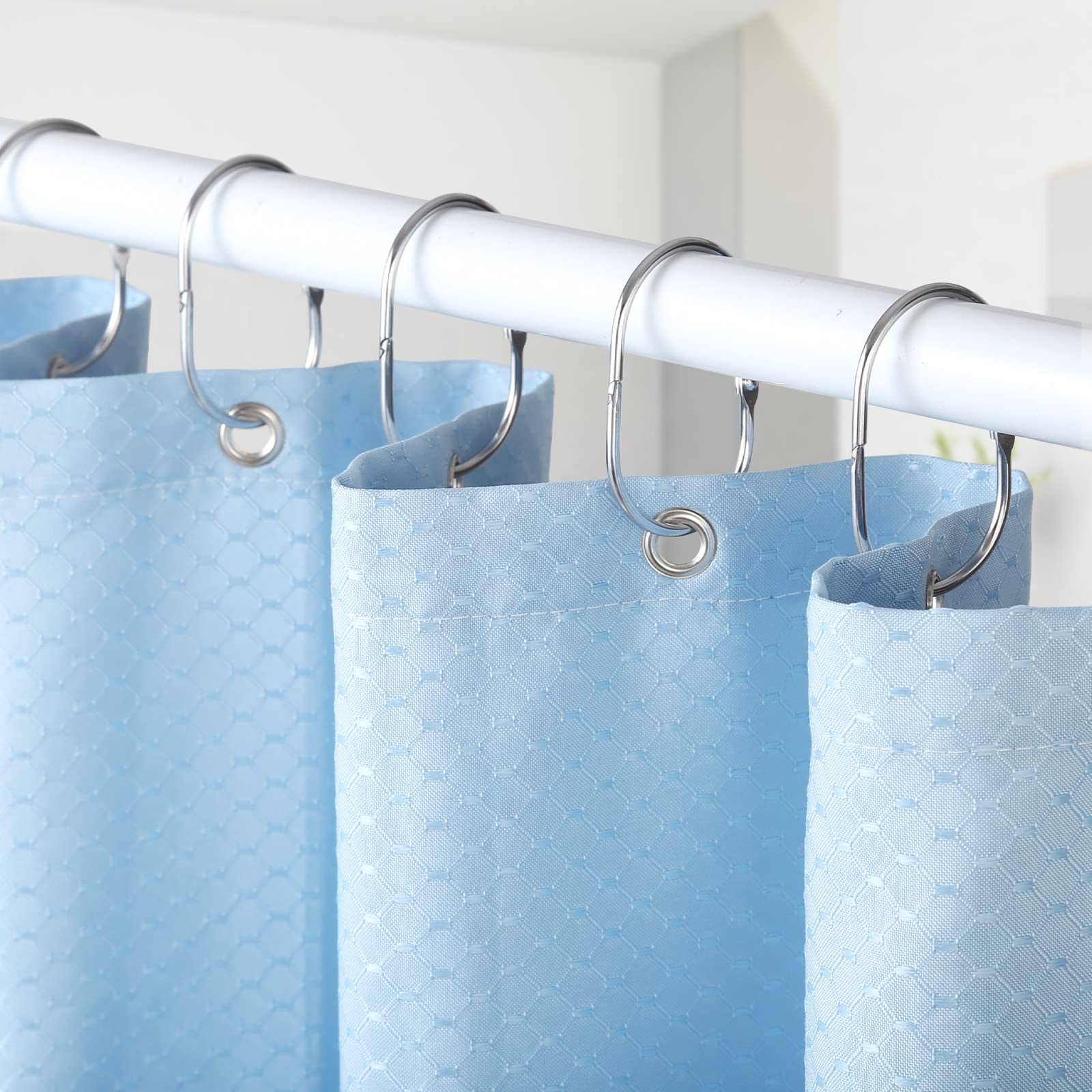 Goowin 12-Pack Rust-Proof Metal Oval Shower Curtain Hooks with Secure Clasp - Chrome Finish for Bathroom Shower Rods & Curtains | Durable & Stylish Bathroom Accessories for Home & Hotel Use