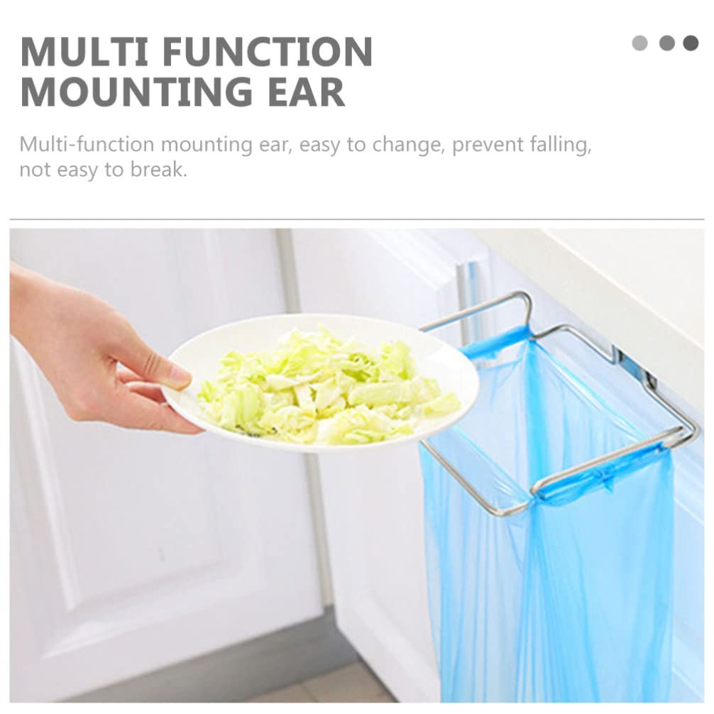 Zerodeko 2-Pack Stainless Steel Hanging Trash Bag Holder - Space-Saving Cabinet Hook for Kitchen, Bathroom & Pantry Organization - Perfect for Grocery Bags, Towels & Household Storage