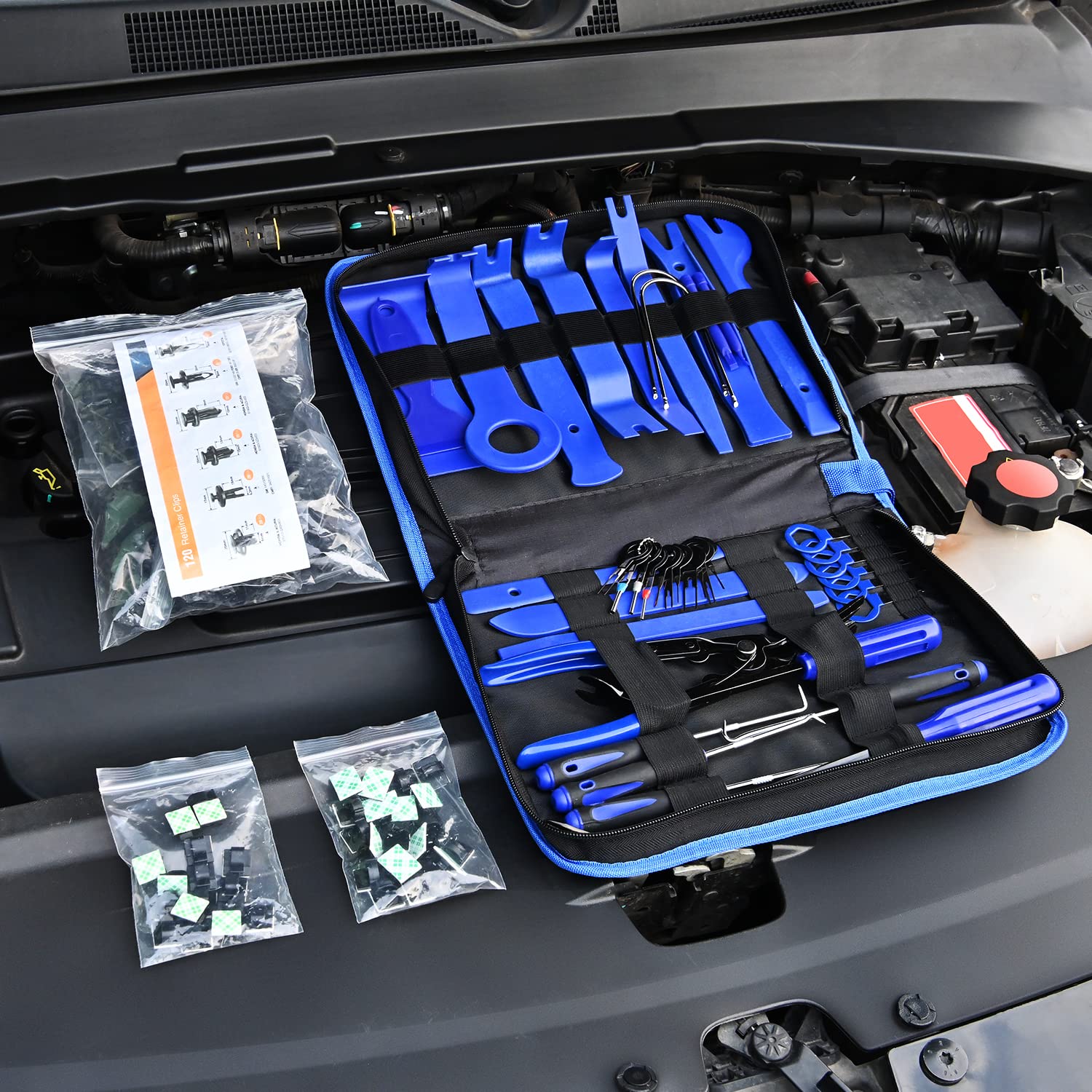 GOOACC 200-Piece Auto Trim Removal Tool Kit - Car Panel Fastener Clip Remover Set with Push Pins, Bumper Retainer Clips & Cable Clips for Vehicle Radio Installation & Interior Detailing | Perfect for DIY Car Repairs & Professional Auto Body Work