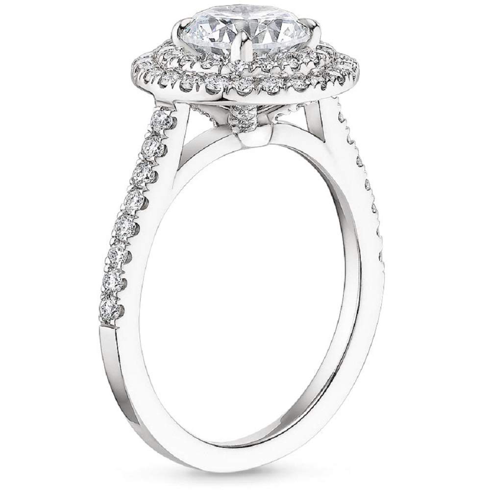 2 Carat Oval Moissanite Engagement Ring - Vintage Solitaire Double Halo Wedding Band in Sterling Silver - Anniversary Promise Ring Gift for Her by Neerja Jewels - Perfect for Proposals, Weddings & Special Occasions