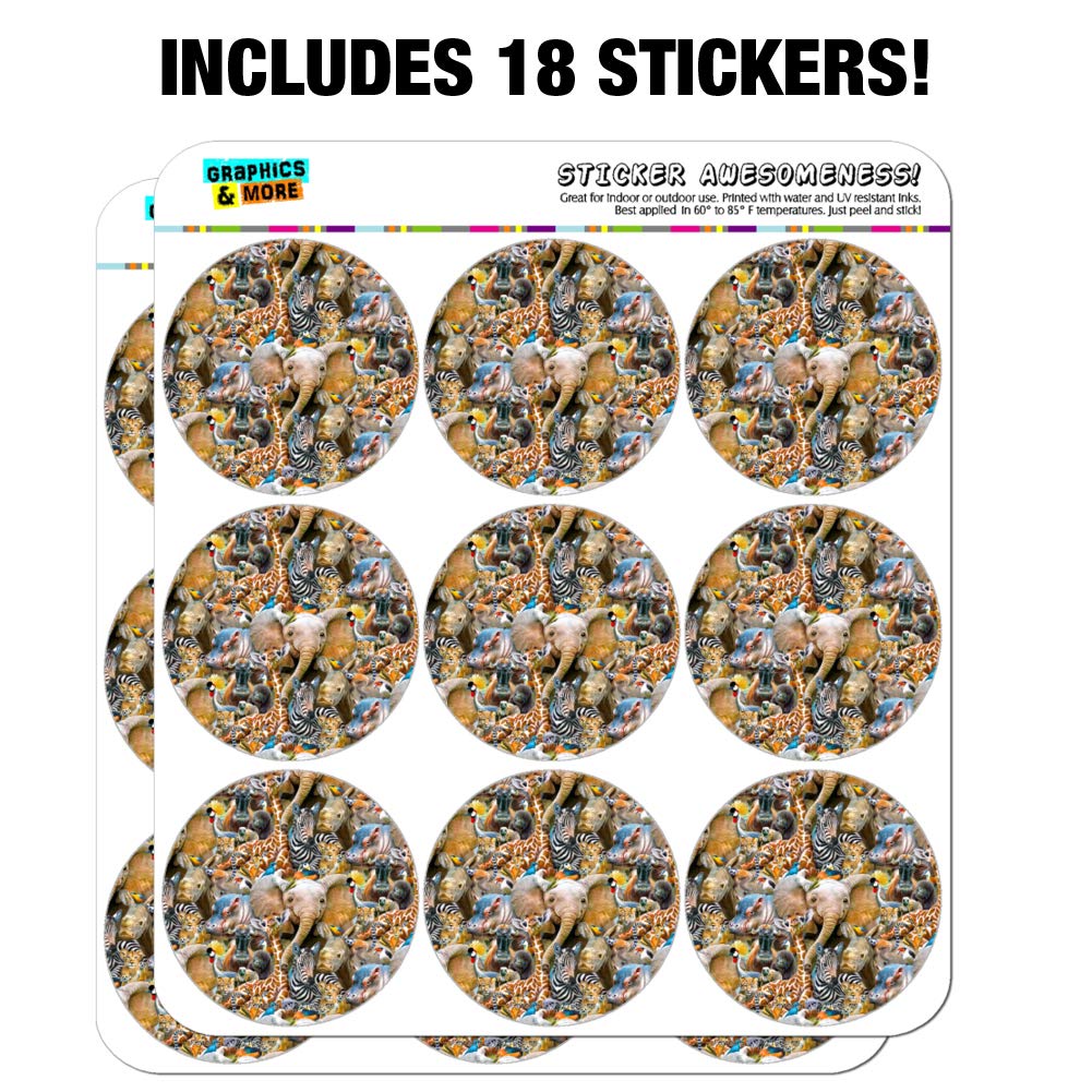 African Animals Zebra Giraffe Elephant Pattern Stickers - Planner, Calendar & Scrapbooking Decorative Supplies for DIY Crafts, Journaling, Bullet Journal, and School Projects