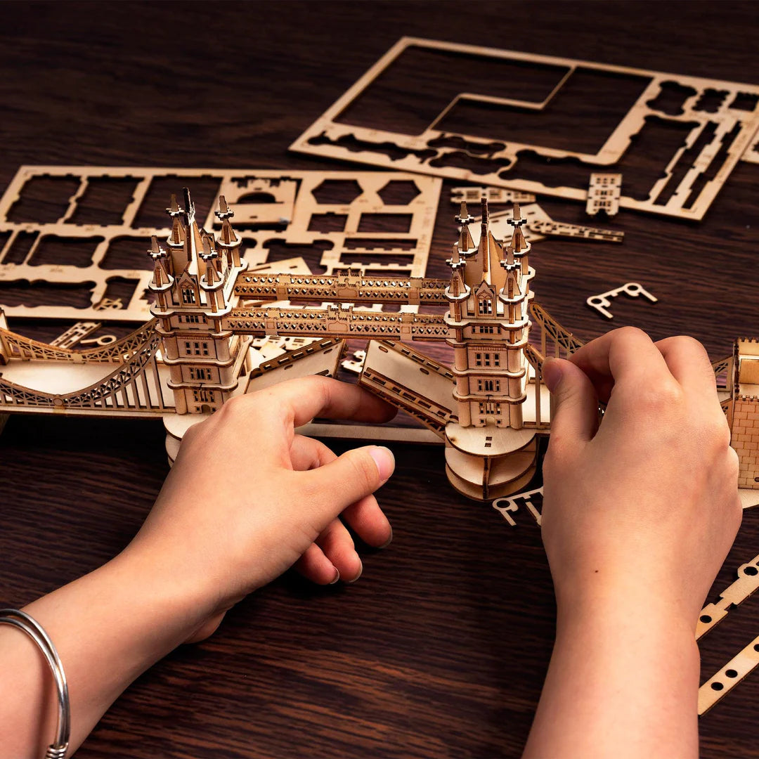 3D Wooden Puzzle Tower Bridge with LED Lights - DIY Model Kit for Adults & Teens - Home Decor, Gift Idea for Puzzle Lovers (London Landmark Building Toy) | Perfect for Relaxation, STEM Education & Office Desk Display