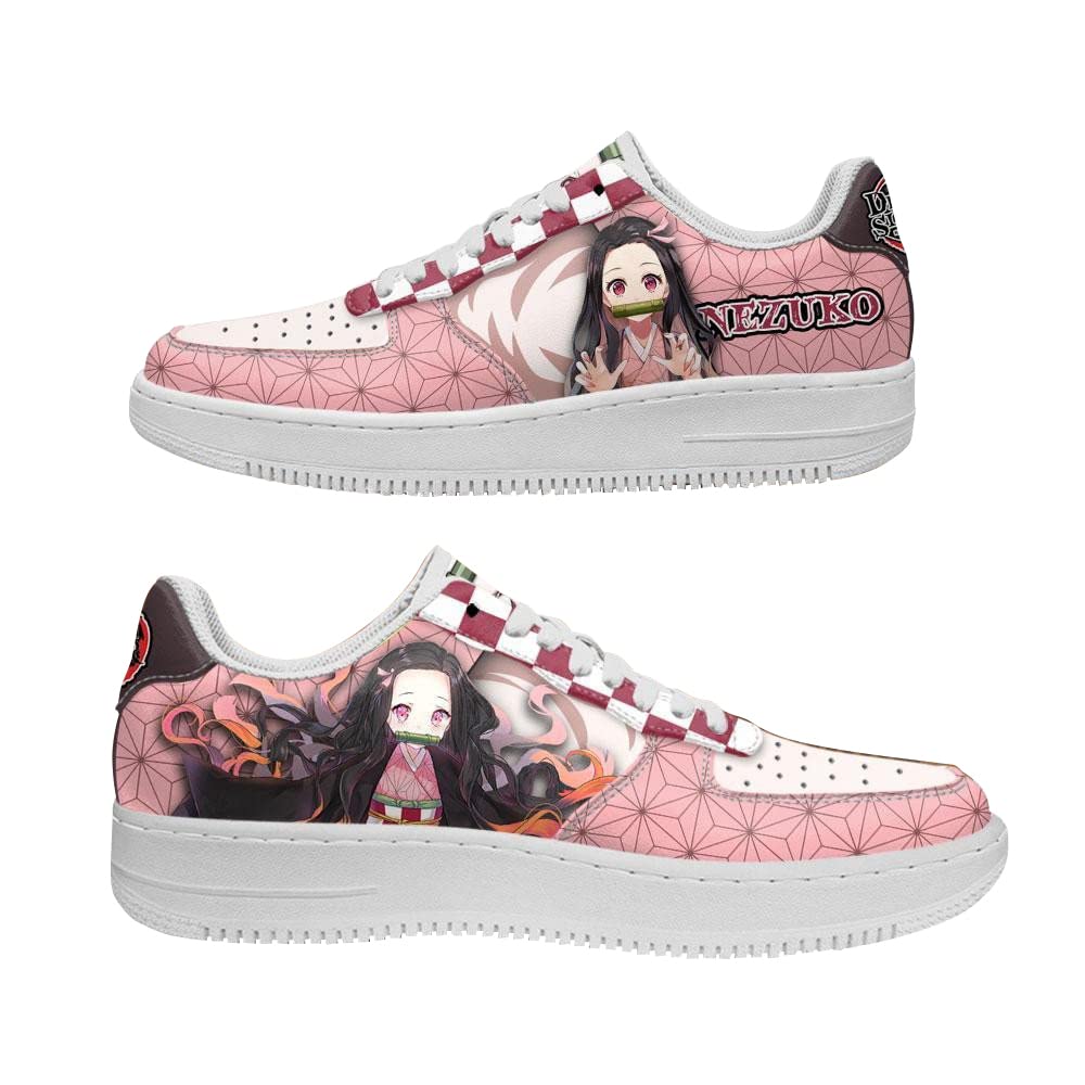 Custom Anime Demon Slayer Tanjiro & Nezuko Printed Low-Top Basketball Shoes - Breathable Non-Slip Running Sneakers for Men & Women - Perfect for Cosplay, Casual Wear & Outdoor Activities