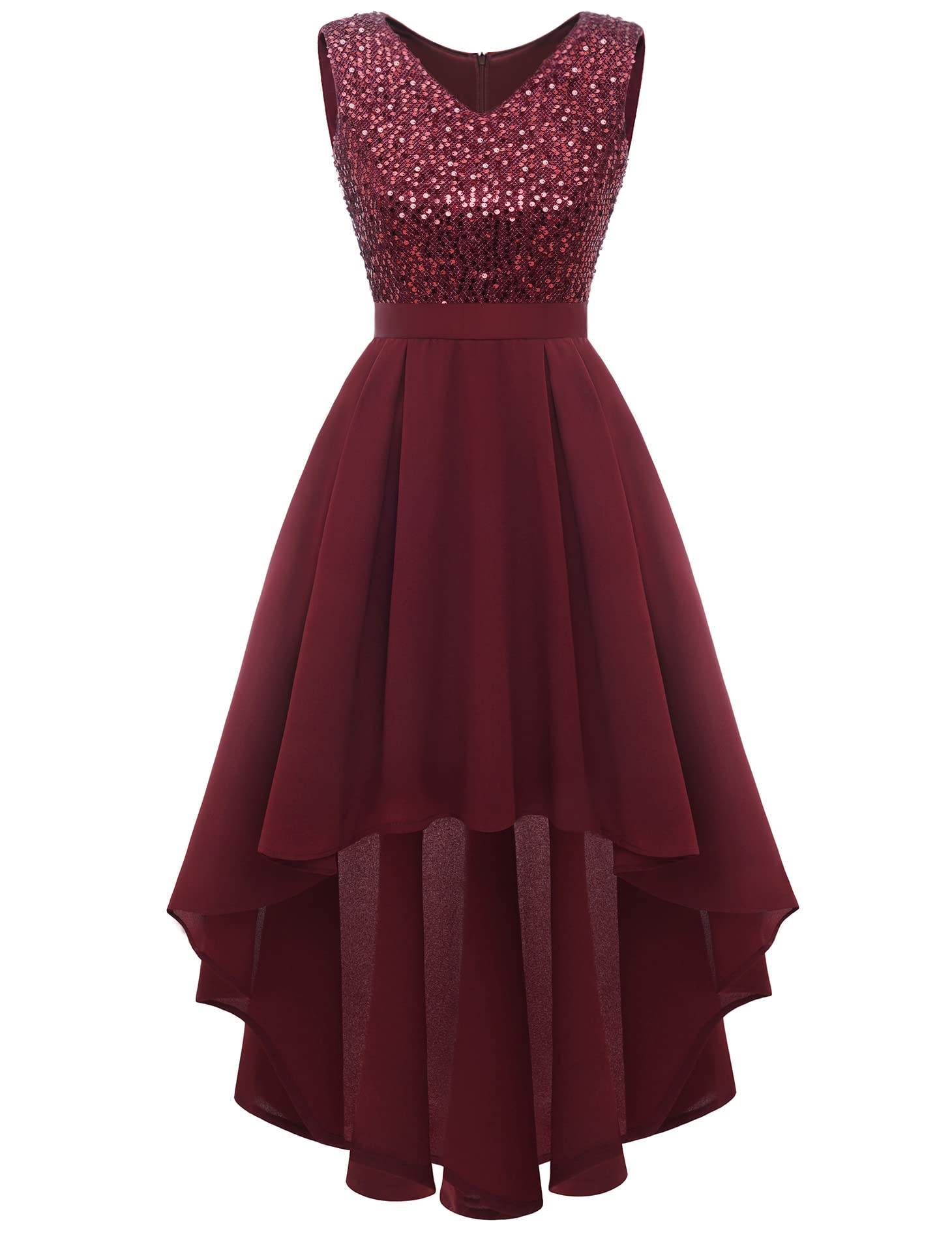 BeryLove Women's Floral Lace Chiffon Bridesmaid Dress - Elegant Hi-Lo Swing Party Gown for Weddings, Prom & Special Occasions