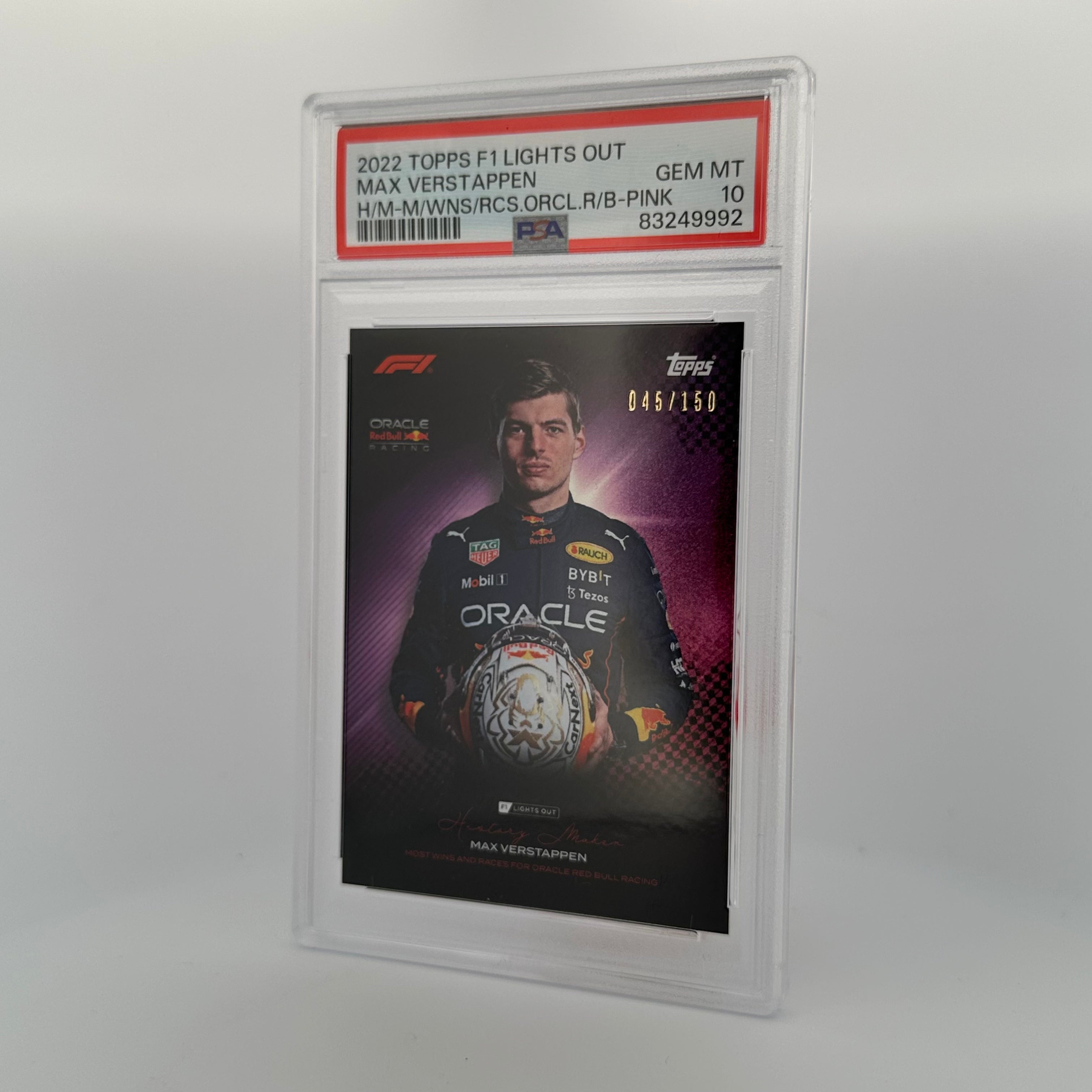 PSA 10 Max Verstappen 2021 History Maker Pink #/150 - Rare F1 Trading Card for Collectors & Racing Fans - Perfect for Display, Investment & Memorabilia Collections