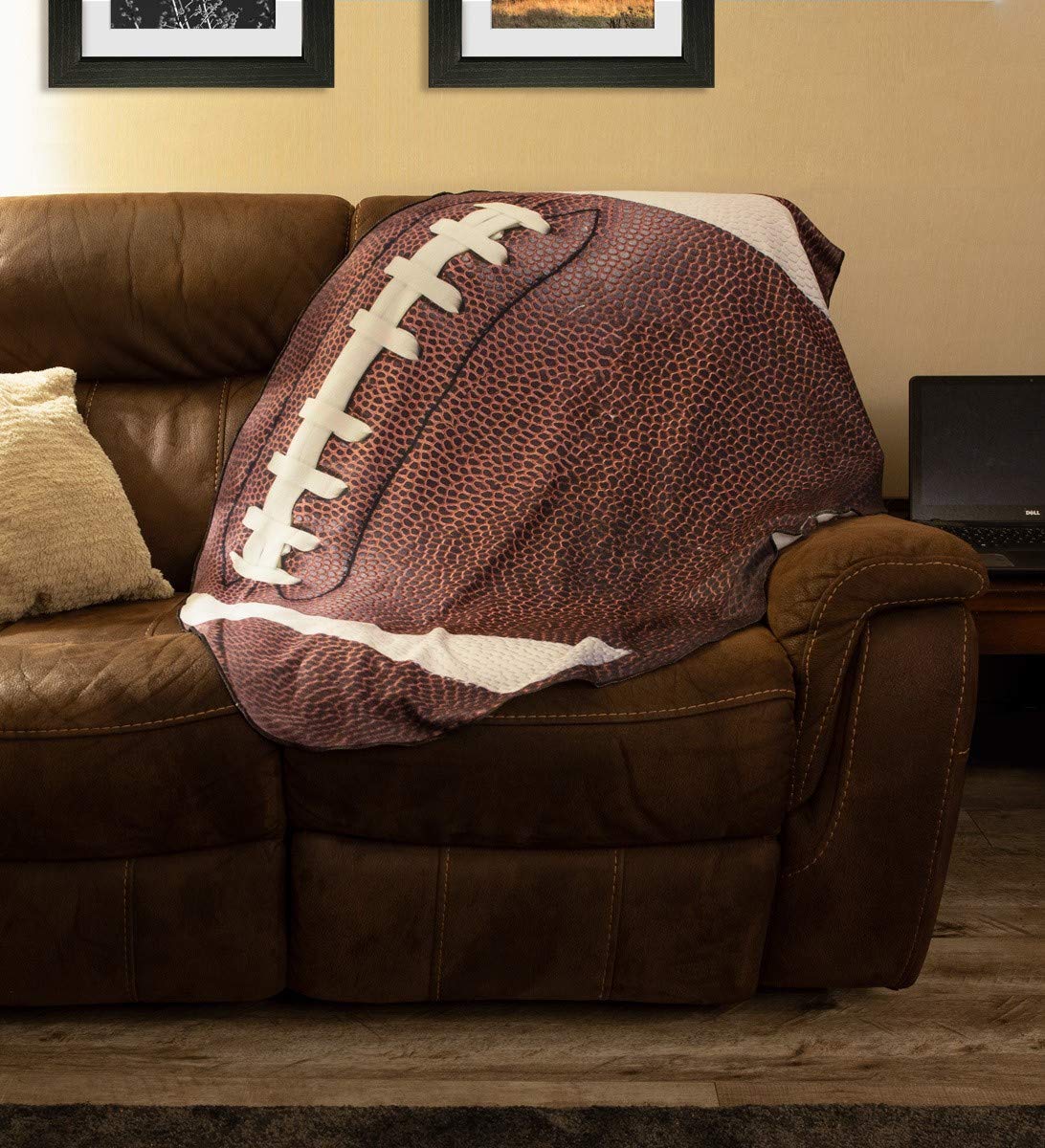 Realistic Lightweight Football Throw Blanket - Soft & Cozy Sports Blanket for Game Day, Camping & Home Decor - Perfect Gift for NFL Fans
