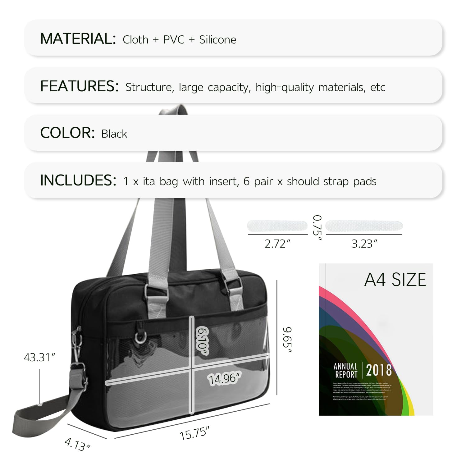 WAYUTO Ita Bag Crossbody Messenger Shoulder Bag - Kawaii Pin Display Purse with Insert for Anime Cosplay | Perfect for Conventions, School & Daily Use