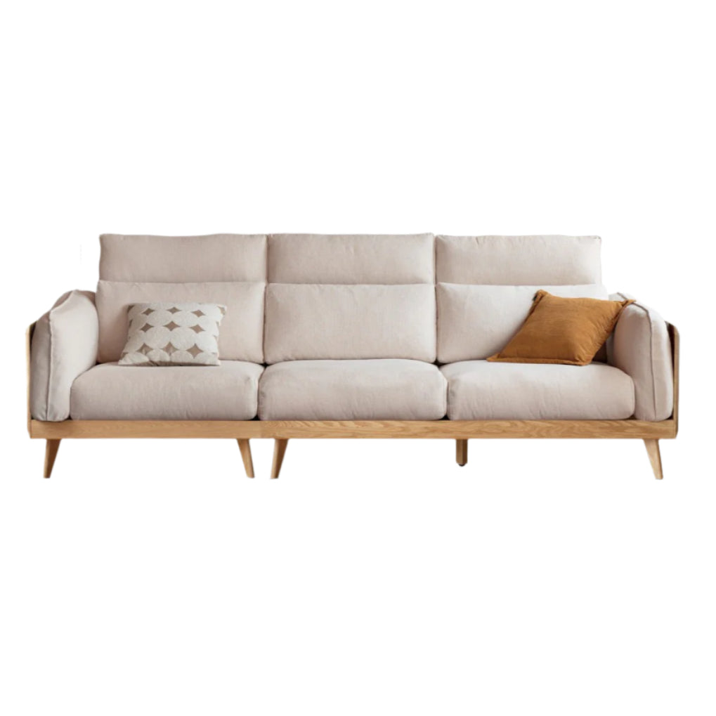 Modern Oak Solid Wood Straight Row Down Sofa - Durable & Stylish Living Room Furniture for Home, Office, and Lounge Spaces