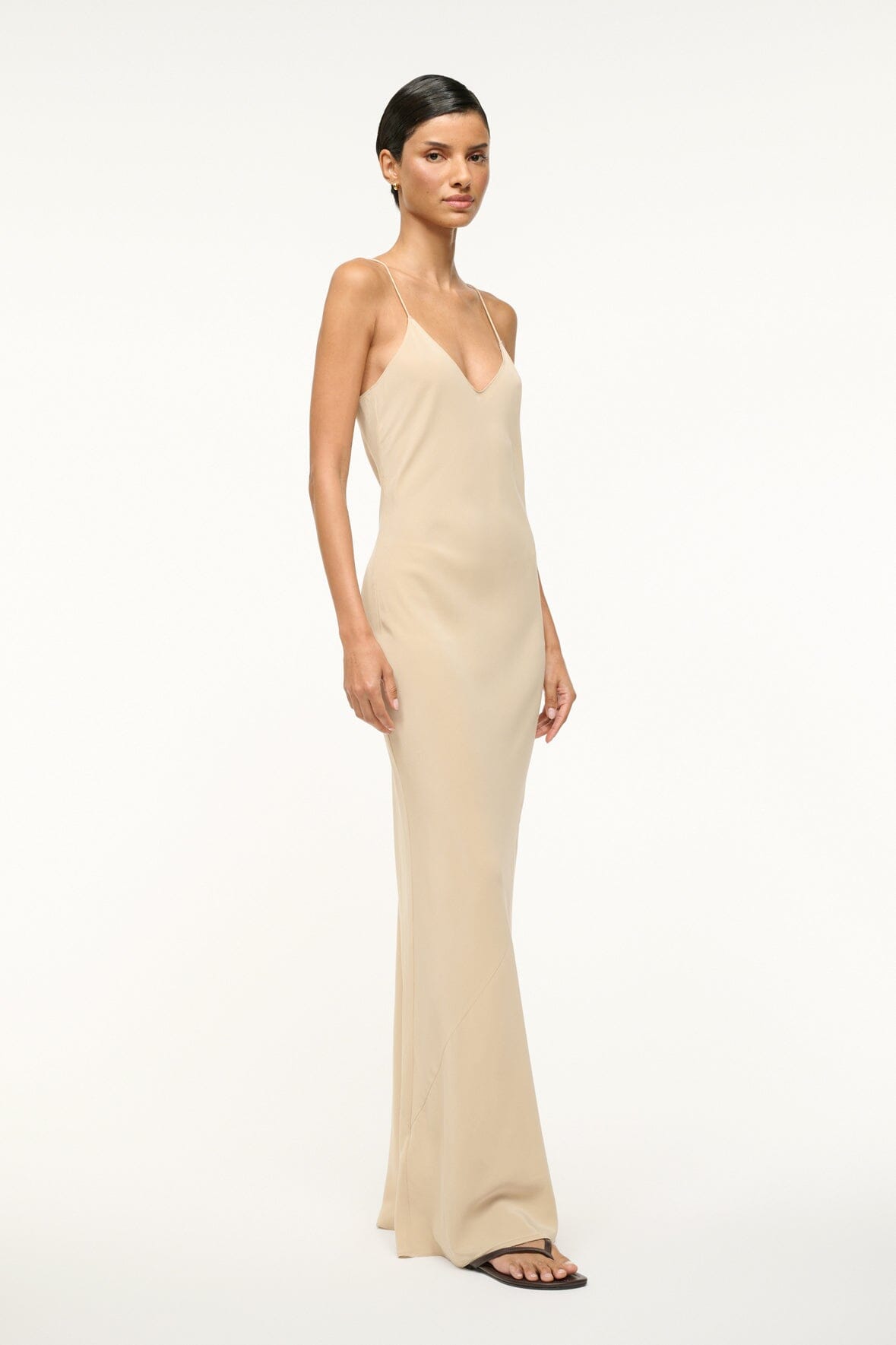 MILNER SILK SLIP DRESS in Stone Color - Elegant Satin Nightgown for Women | Perfect for Wedding Night, Anniversary Gift, Date Night & Lounge Wear