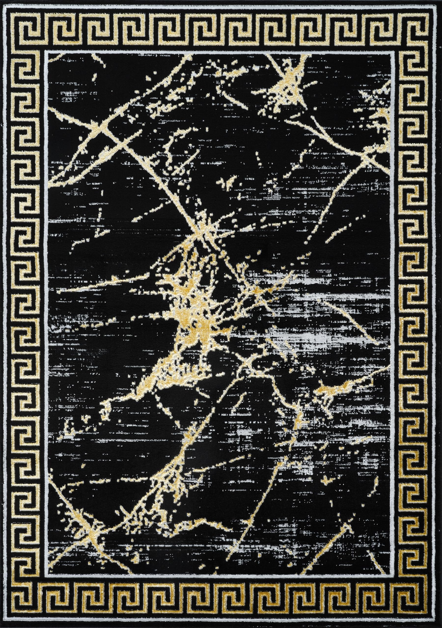 GLORY RUGS 5x7 Modern Abstract Area Rug - Marble Pattern in Black & Gold - Soft Carpet for Living Room, Dining Room & Bedroom Decor - Perfect for Home, Office & Apartment Flooring