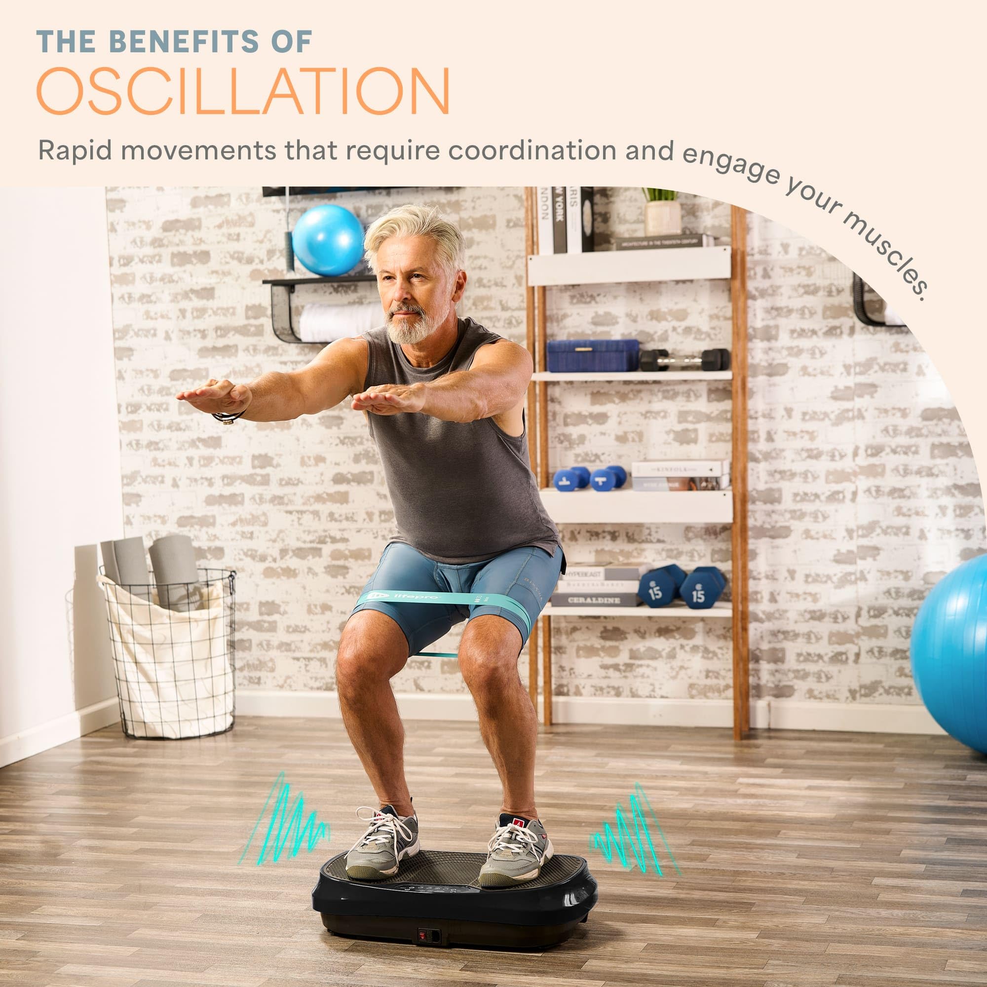 LifePro Waver Mini Vibration Plate Exercise Machine - Portable Full Body Workout Platform for Home & Travel, Weight Loss, Toning & Wellness - Includes 2 Loop Bands & 4 Resistance Bands - Perfect for Home Gym, Office Fitness & Travel Workouts