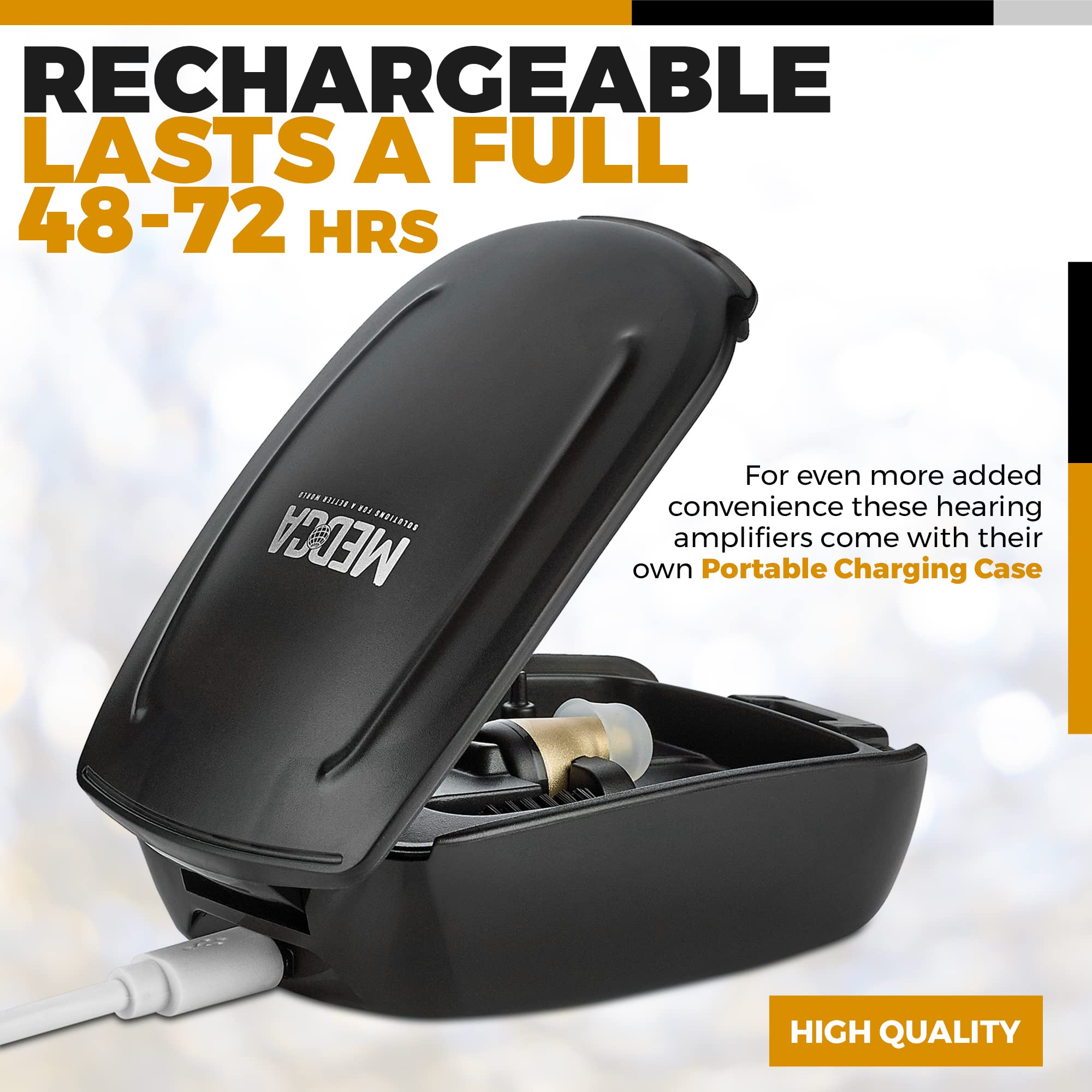 MEDca Rechargeable CIC Hearing Aids - Nearly Invisible Digital Hearing Amplifiers with Noise Cancelling & Feedback Reduction (Pair) - Perfect for Seniors, Meetings & Noisy Environments