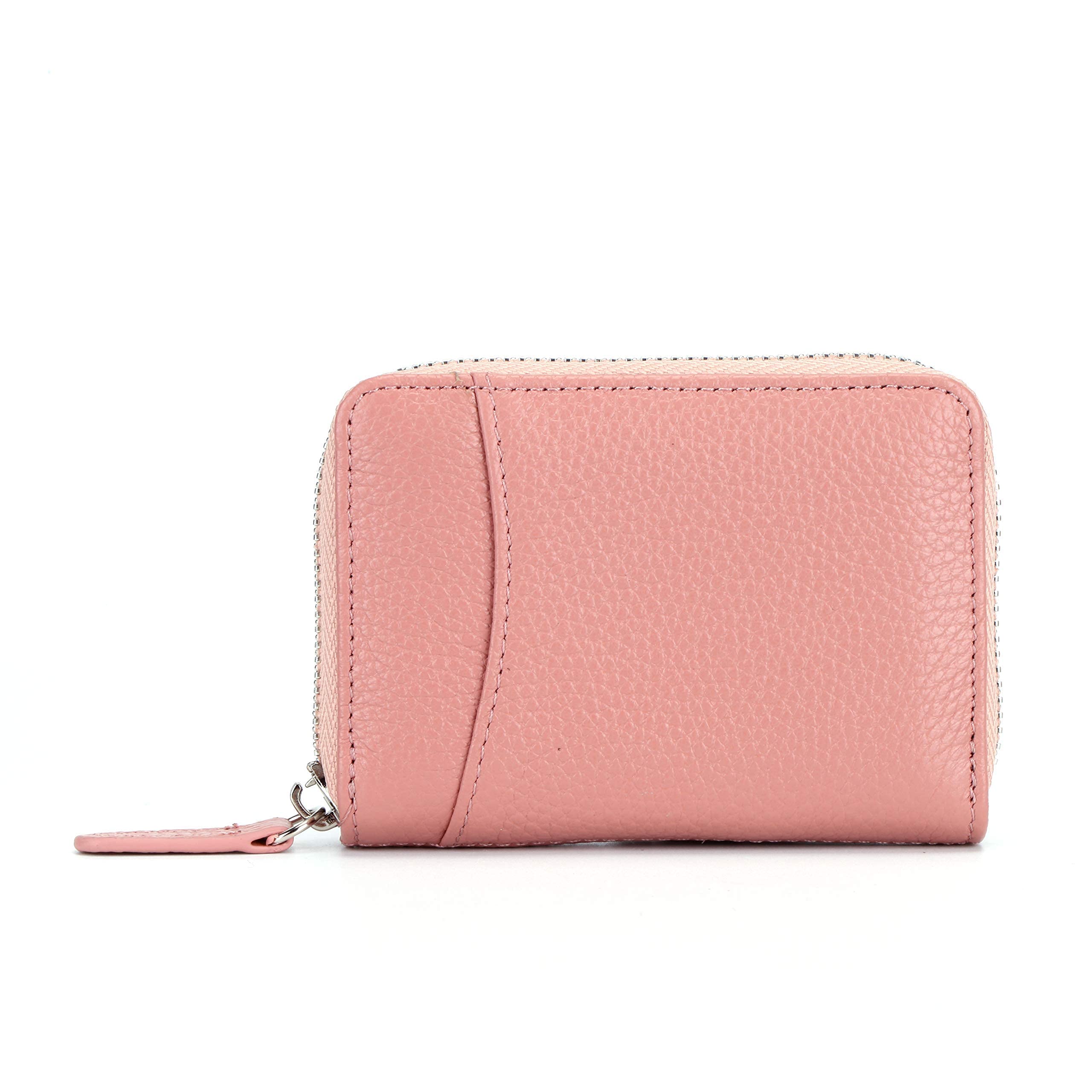 iSiro Pink Leather Card & Coin Wallet for Women - RFID Blocking, Slim Minimalist Purse with Gift Box - Perfect for Travel, Shopping & Everyday Use