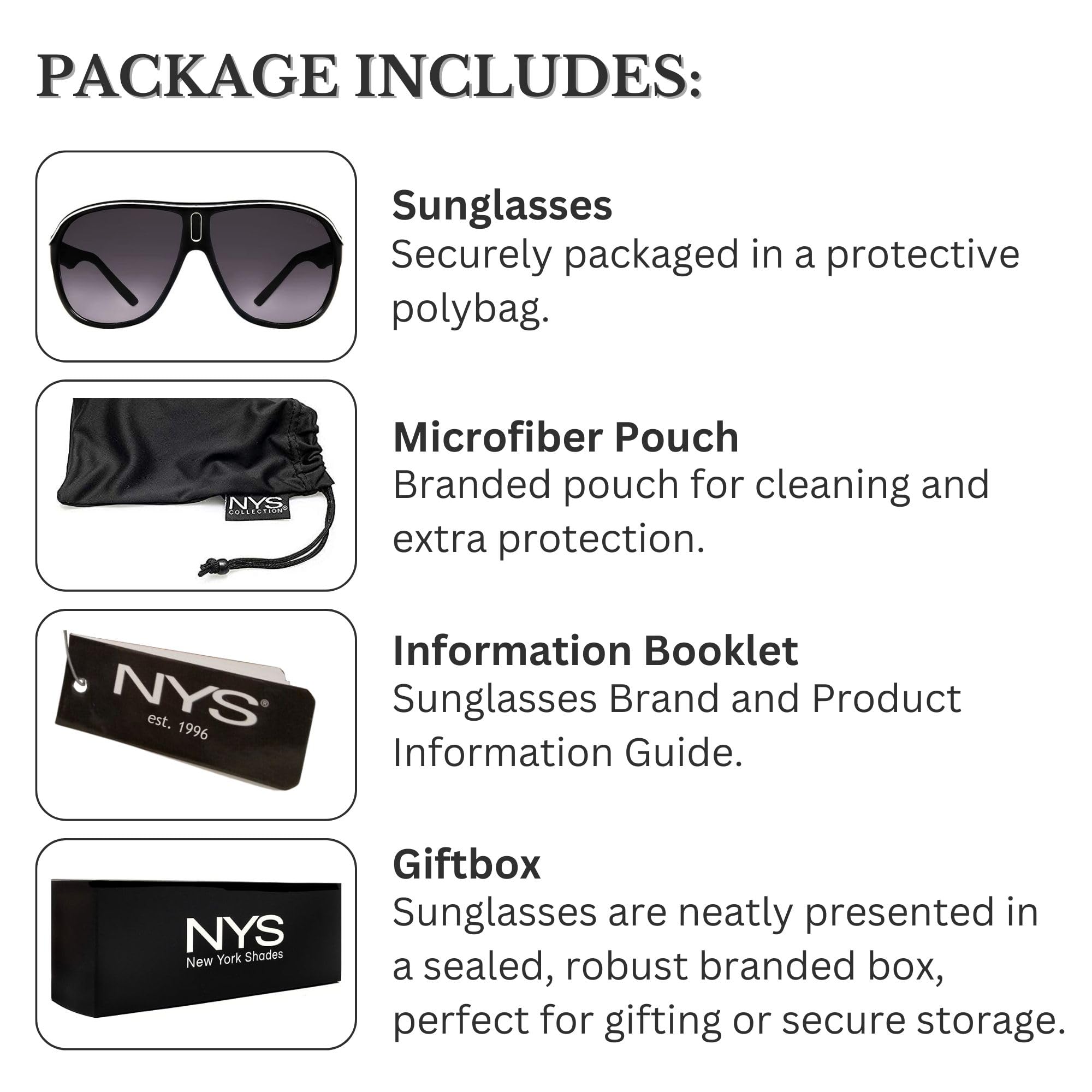 NYS Collection Sporty Oversized Aviator Sunglasses for Men & Women – Lightweight Durable Frame with 100% UV Protection – Perfect for Driving, Travel & Outdoor Activities