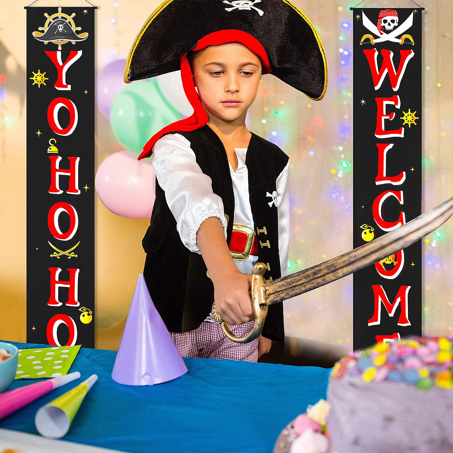 Pirate Happy Birthday Banner - Pirate Party Decorations & Supplies for Indoor & Outdoor Use - Perfect for Birthday Parties, Themed Events, and Home Decor