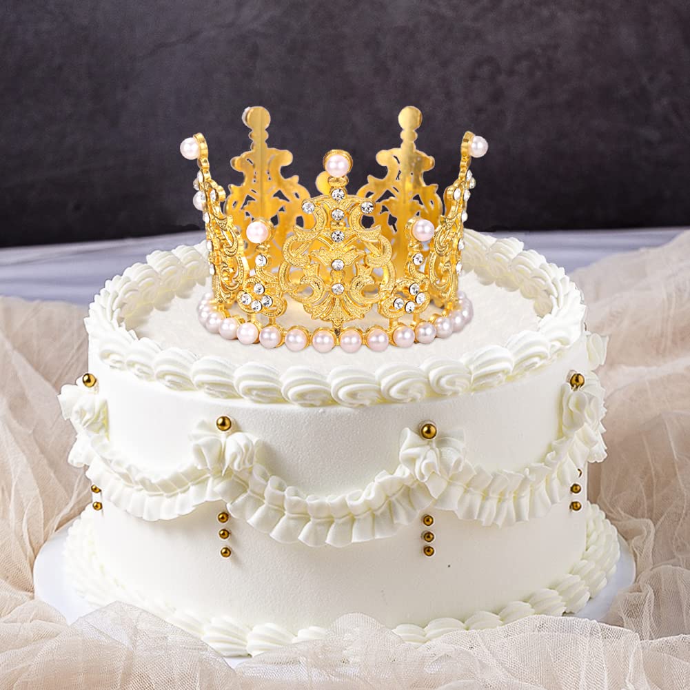 6-Piece Gold Crown Cake Toppers Set - Happy Birthday Princess Crown Decorations for Cakes, Flower Arrangements, Weddings & Parties (Gold-Ⅱ) | Perfect for Birthday Cakes, Cupcake Decorations, Bridal Showers & Royal-Themed Events