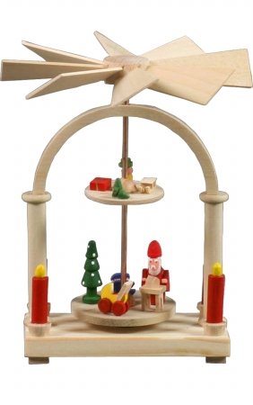 eno Mini Pyramid - Santa with Toys - 2 Tier Christmas Decoration for Home, Office & Holiday Party Decor