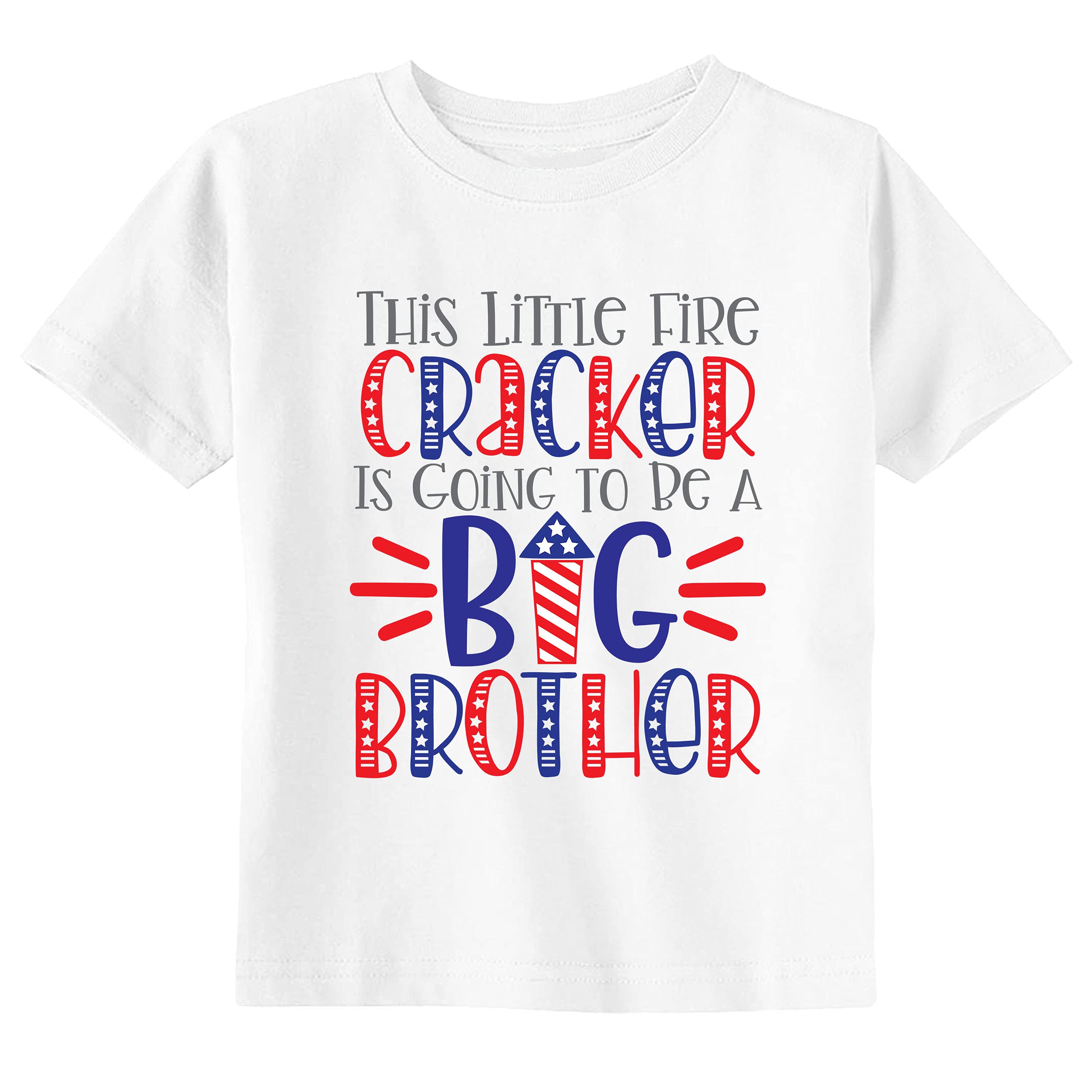 Little Firecracker Big Brother 4th of July Shirt for Toddlers & Kids - Patriotic Summer Outfit for Independence Day Celebrations & Family Gatherings