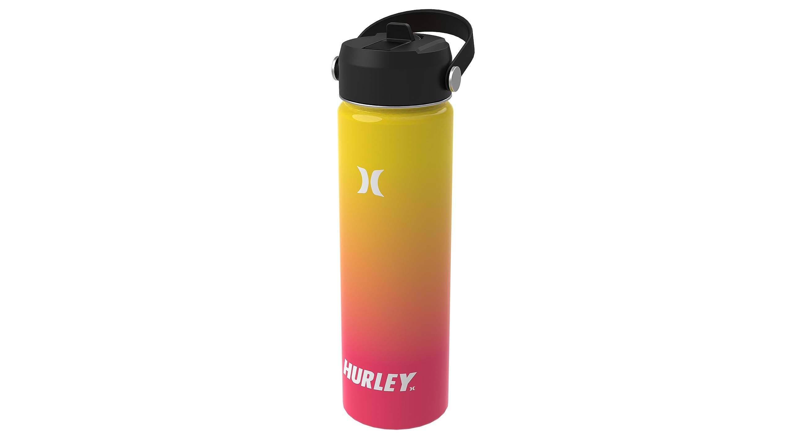 Hurley 20oz Insulated Stainless Steel Water Bottle with Flip Straw Lid - Keeps Drinks Hot & Cold for 24 Hours - Perfect for Gym, Hiking, Travel & Outdoor Activities - Gradient Candy Pop Design