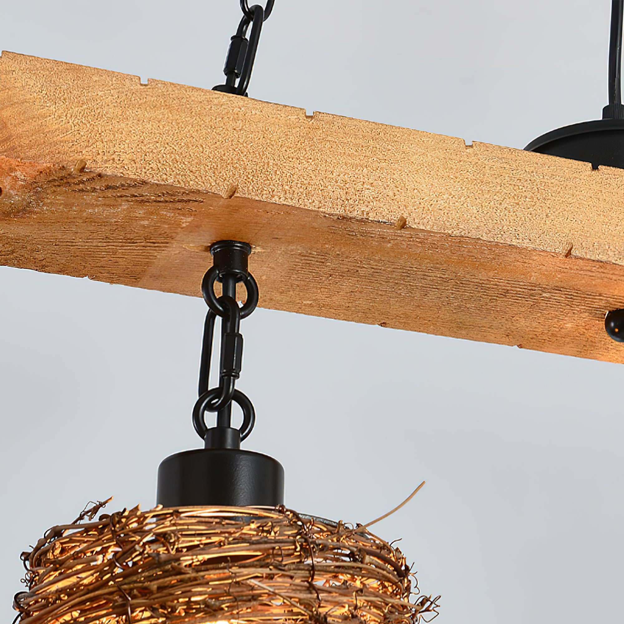 Modern Industrial Rattan Dining Room Chandelier - Farmhouse Style Ceiling Light Fixture for Kitchen, Restaurant, and Home Decor