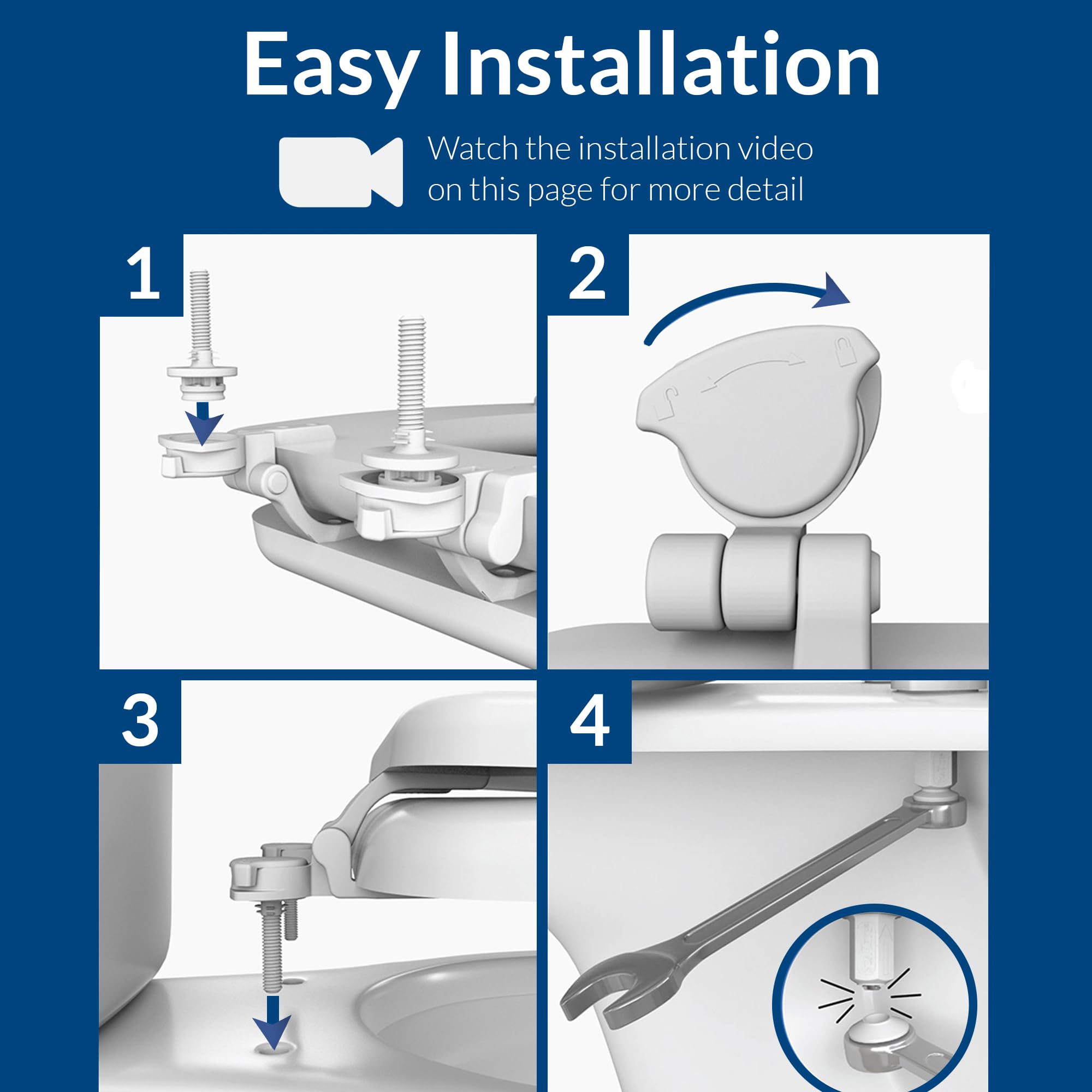 Bemis Classic Colors Slow Close Toilet Seat - Easy Clean Hinges & Durable Plastic - Elongated Navy Blue - Perfect for Bathroom Upgrade & Home Renovation