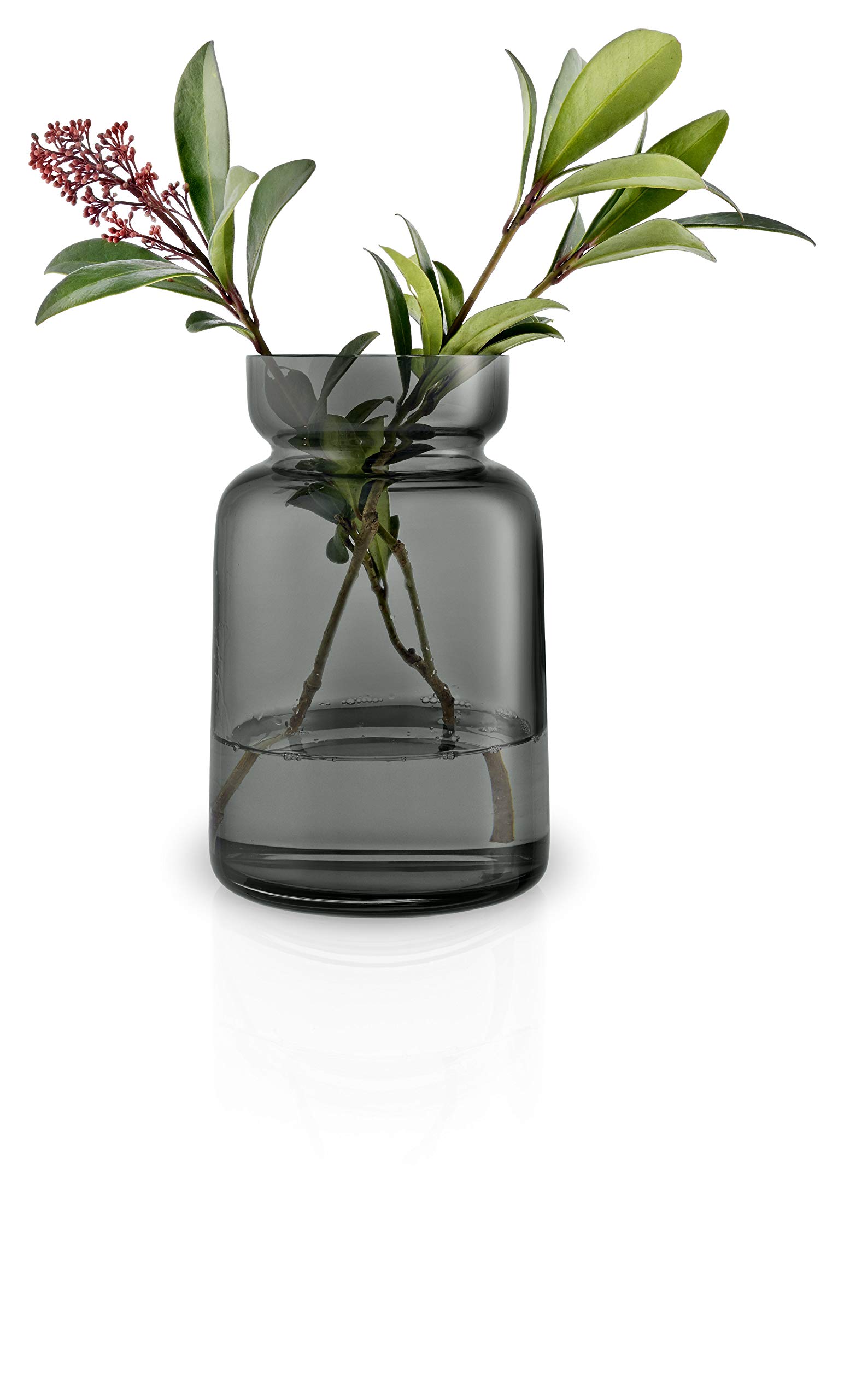 EVA SOLO Silhouette Glass Vase - 8.7 Inch Smokey Grey Modern Flower Vase for Home Decor, Wedding Centerpiece & Scandinavian Interior Design