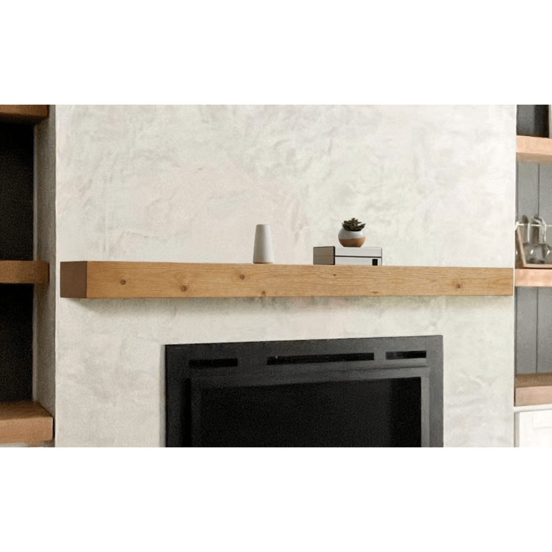 Encase Floating Natural Electric Fireplace Wood Mantel - Modern Wall-Mounted Fireplace for Living Room, Bedroom & Office - Energy Efficient & Realistic Flame Effect