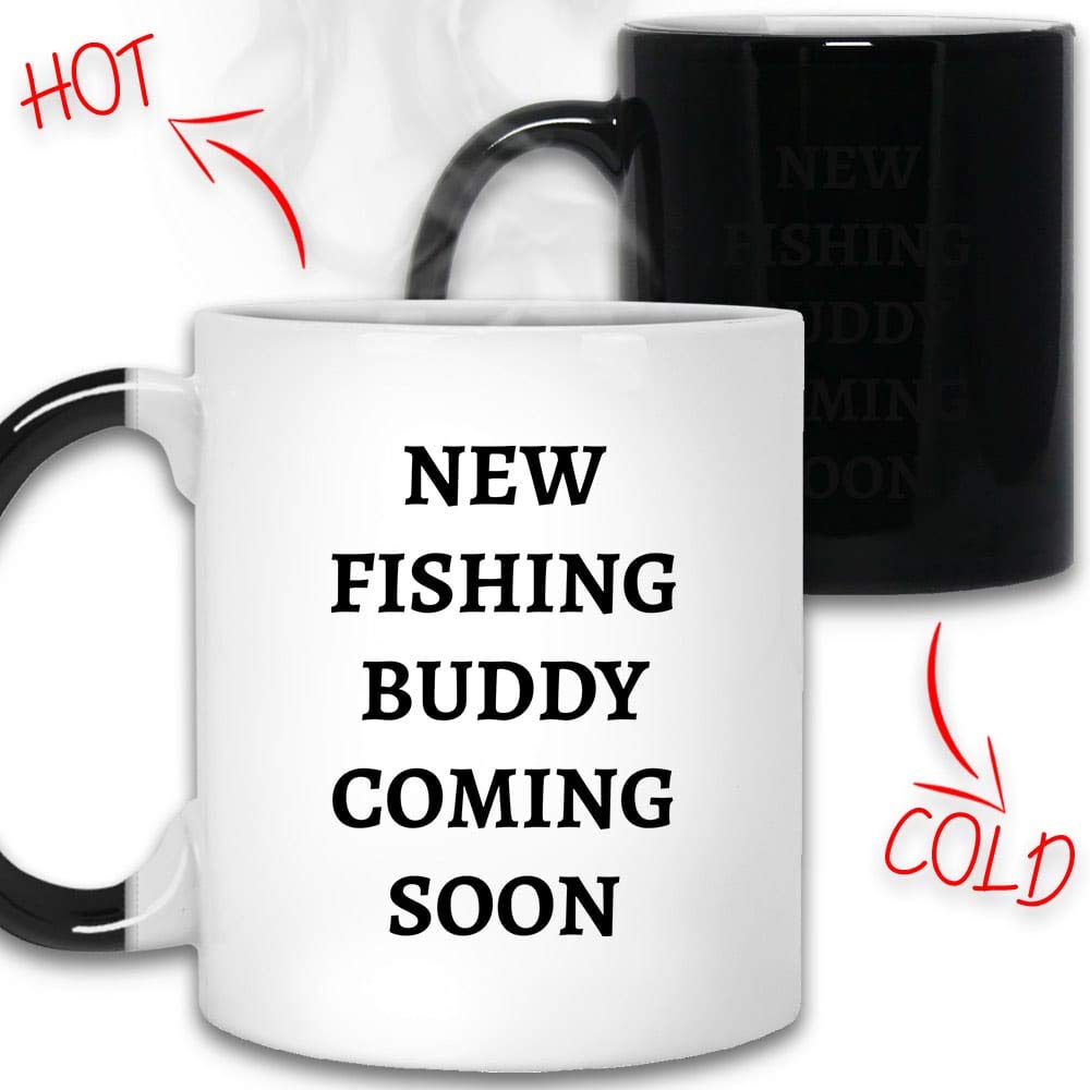 Funny Color Changing Mug - Ceramic Magic Coffee Cup 11oz & 15oz | Heat Sensitive Fishing Buddy Design | Perfect Gift for Anglers & Coffee Lovers | Office, Home & Camping Use