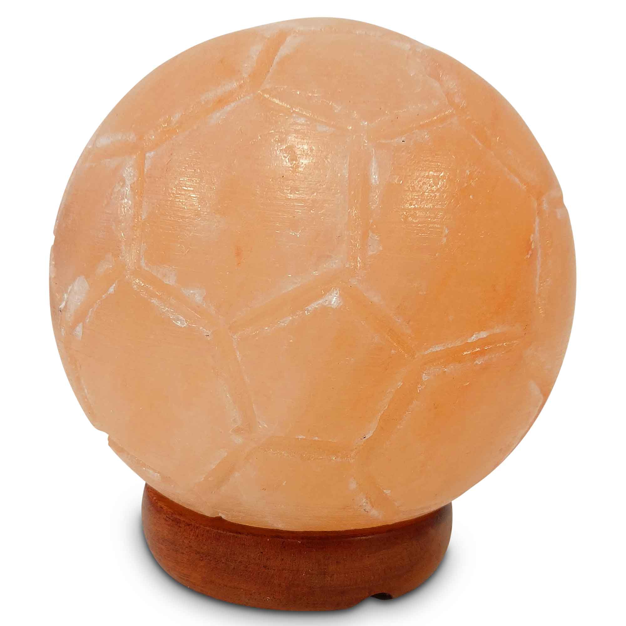 12V 12W Himalayan Pink Salt Lamp - Hand Carved Soccer Ball Shape, Natural Rock Crystal Night Light with On/Off Switch - Perfect for Bedroom, Yoga Room, Meditation Space & Home Decor