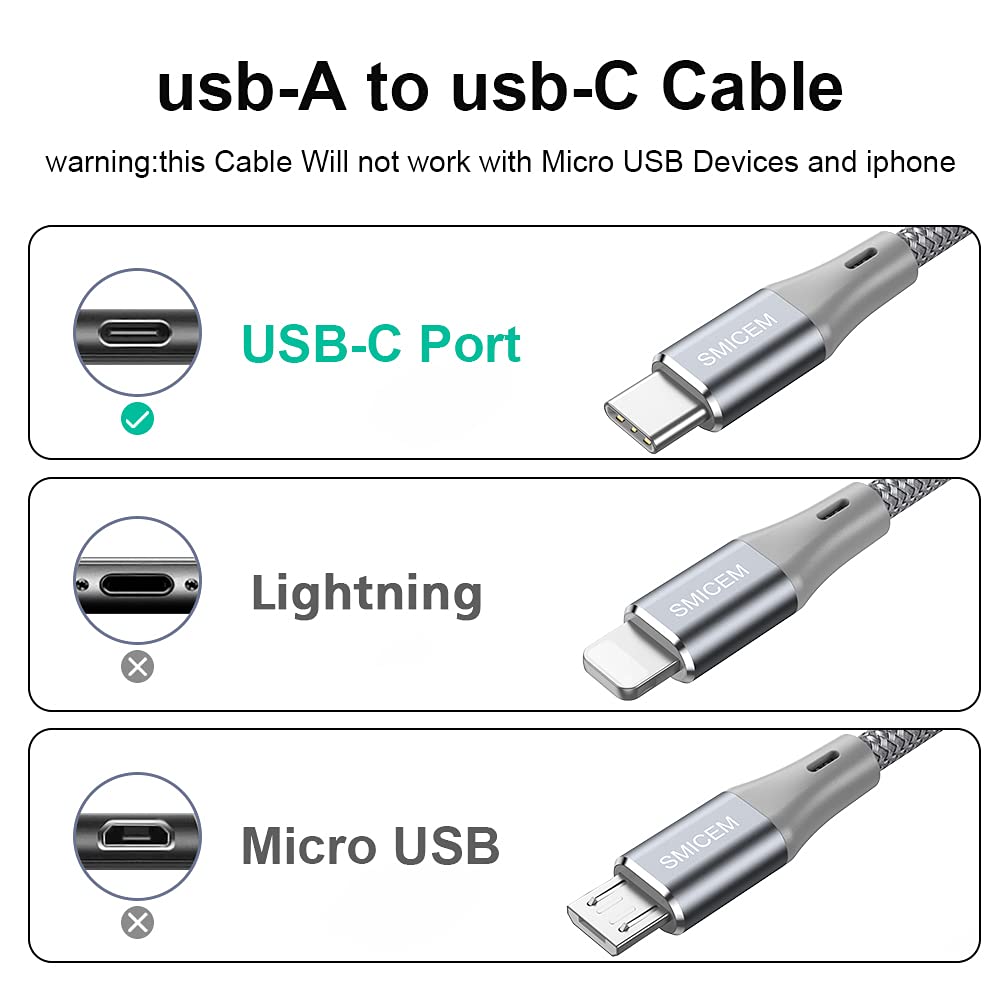 16.4ft USB C to USB A Fast Charging Cable - Durable Nylon Braided Extra Long Charger Cord for Galaxy S8/S9/S10, LG G6/G7/V20/V30/V40, Note 8/9/10, iPhone 16/15 Pro Max - Perfect for Home, Office & Car Charging