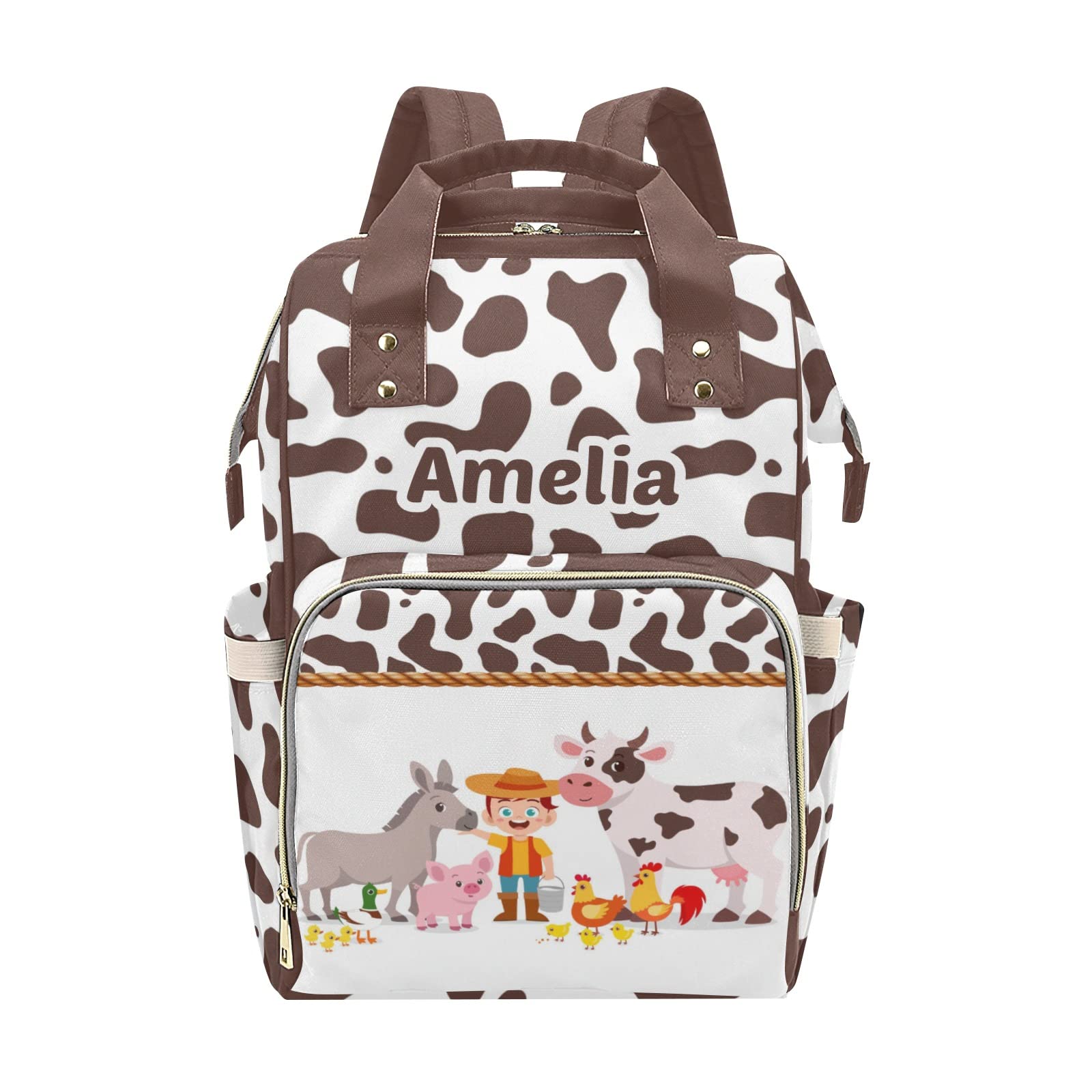 Custom Personalized Diaper Bag Backpack Tote - Genuine Cow Leather Baby Shower Gift for Moms - Perfect for Travel, Daycare & On-the-Go Parenting