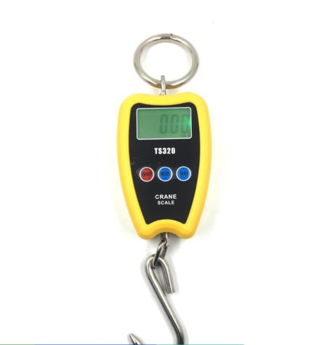 Nac Global 200kg Digital Crane Scale - Heavy Duty Electronic Hanging Weighing Scale with LCD Display - 200kg Capacity for LPG Stations, Poultry Farms, Scrapyards, Home & Industrial Use - Perfect for Weighing Luggage at Airports, Livestock, Scrap Metal & Heavy Cargo (Yellow)