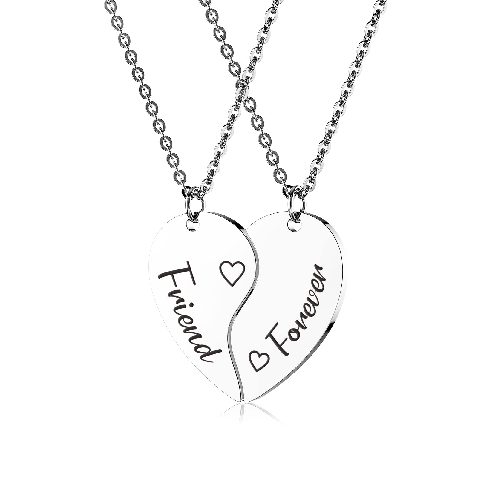 Mother Daughter & Grandmother Granddaughter Matching Heart Split Necklace Set, Best Friend Sister BFF 2-Piece Jewelry Gift for Women - Perfect for Anniversaries, Birthdays & Special Occasions