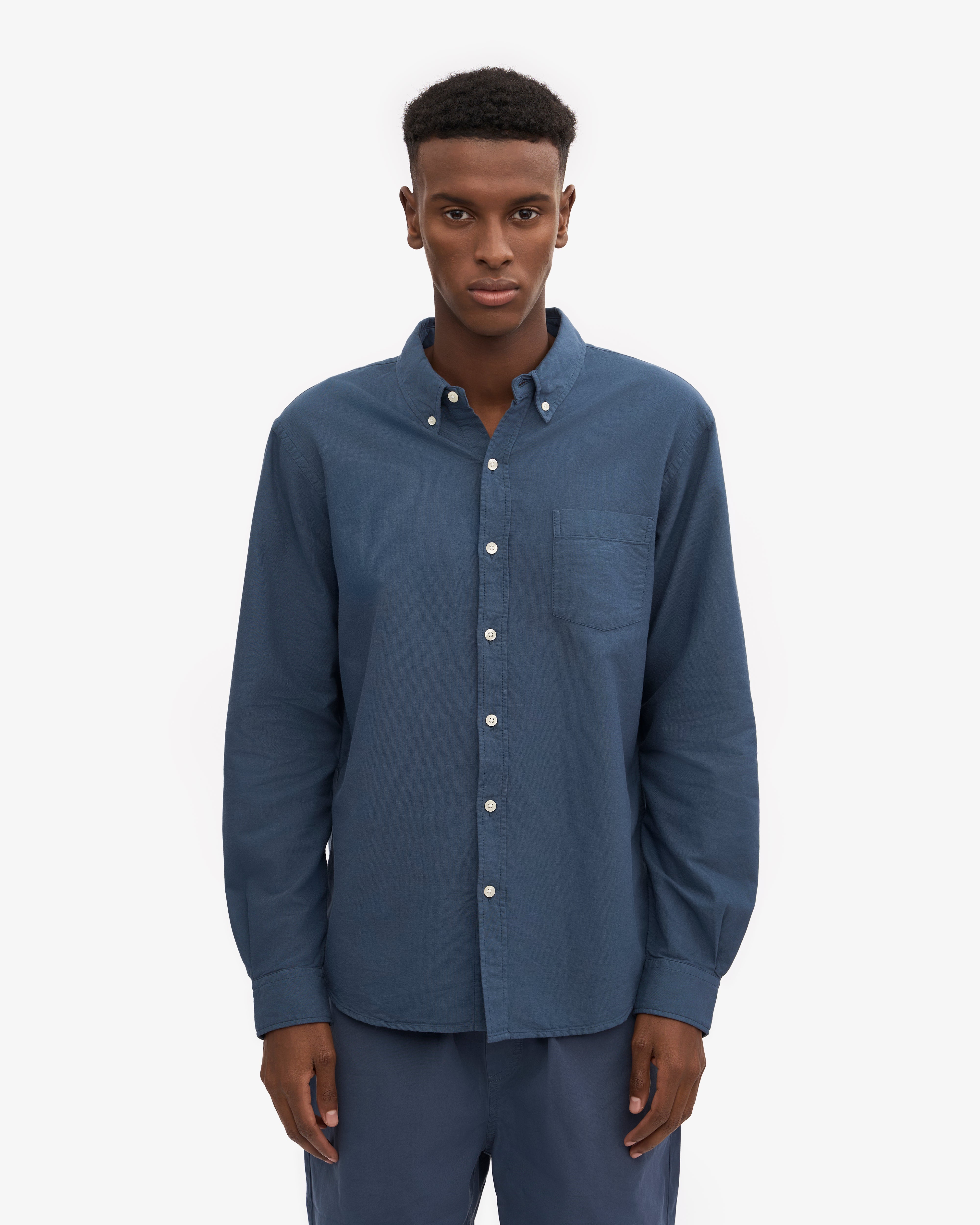 Organic Cotton Button Down Shirt for Men - Petrol Blue Casual Dress Shirt | Perfect for Office, Business Meetings & Smart Casual Outfits
