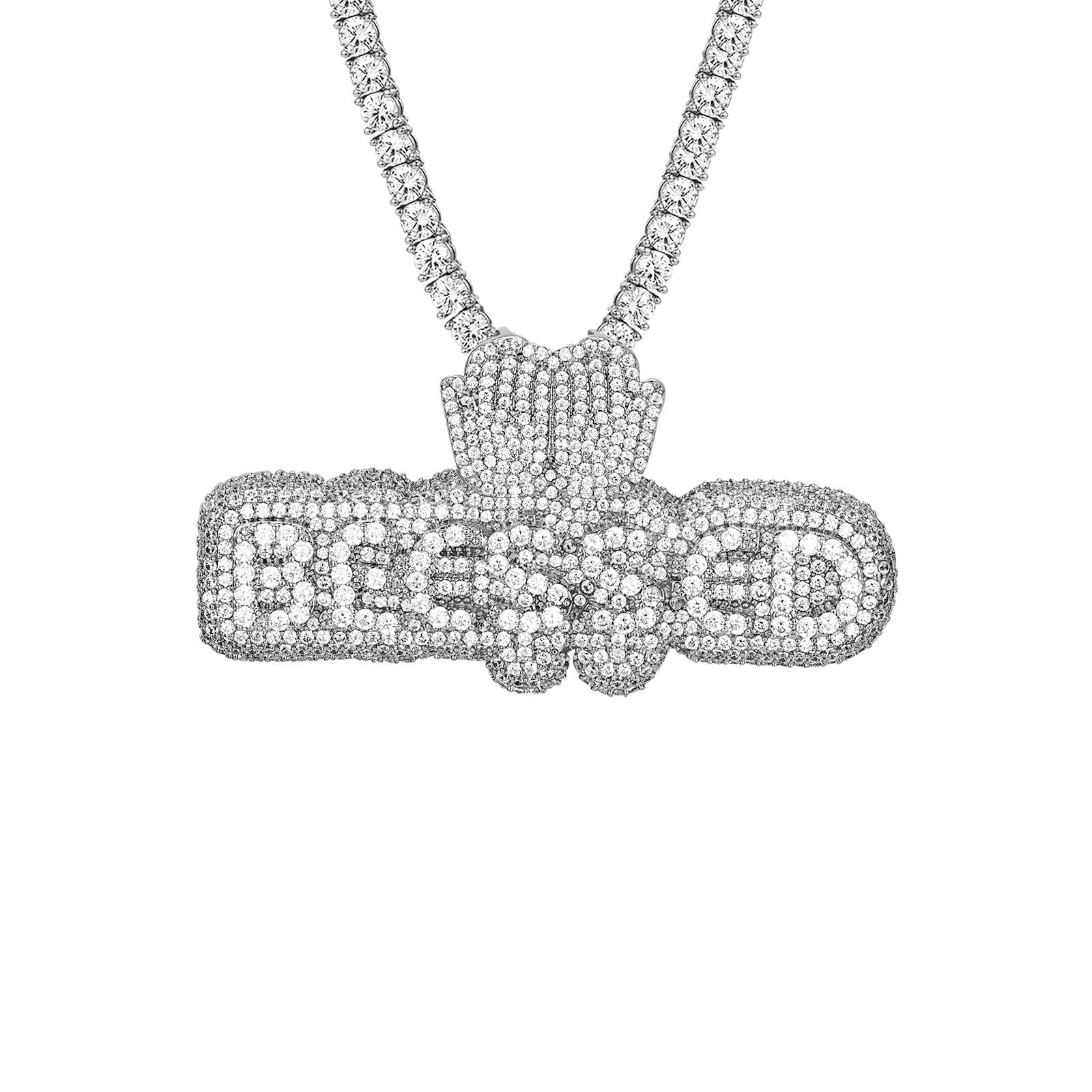 Blessed Hamsa Hands Pendant for Men - Iced Out Custom Hip Hop Jewelry - Perfect for Rappers, Streetwear & Spiritual Protection
