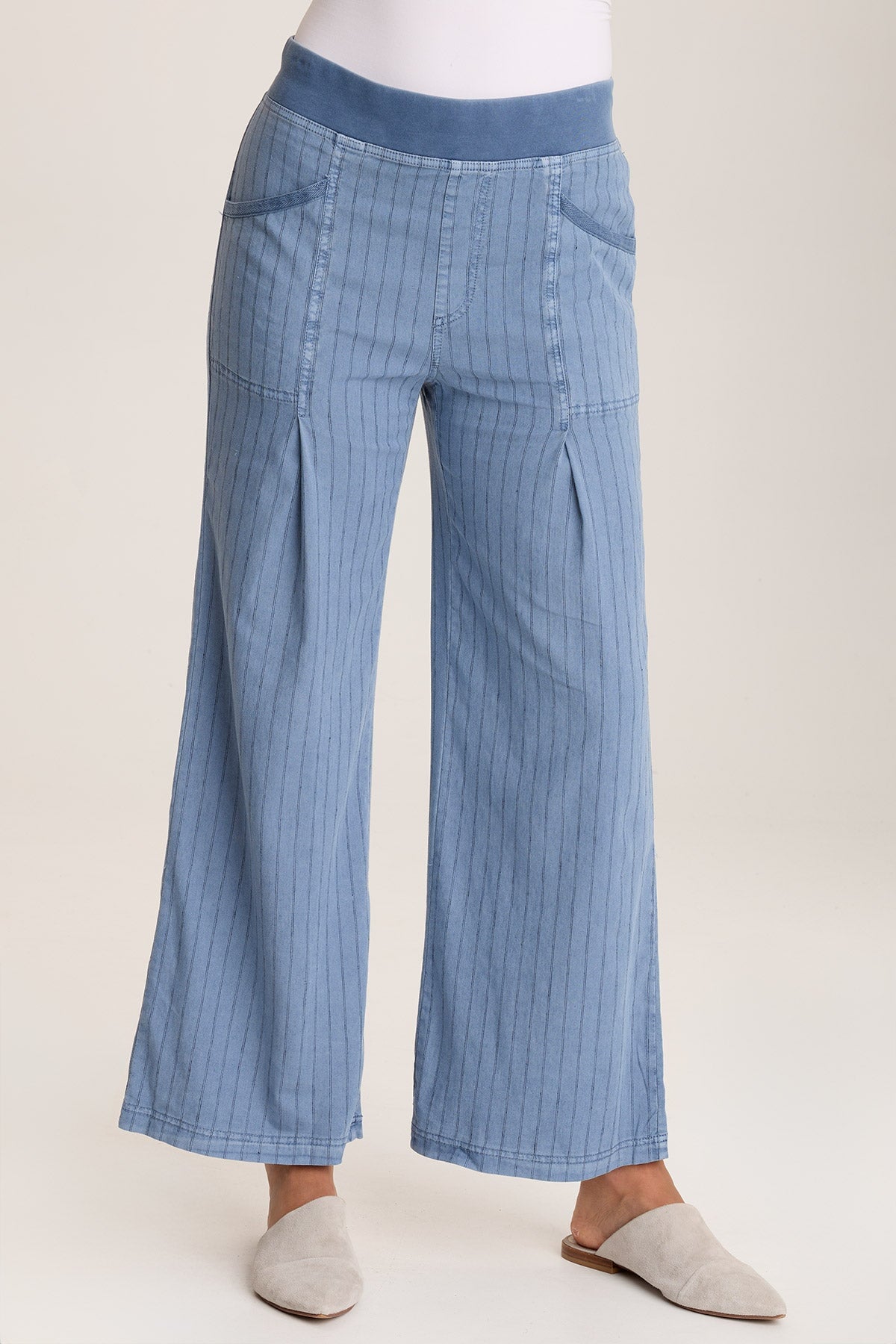Laughlin Striped Linen Wide Leg Pants for Women - Comfortable High Waisted Palazzo Trousers - Perfect for Summer, Beach, and Casual Wear