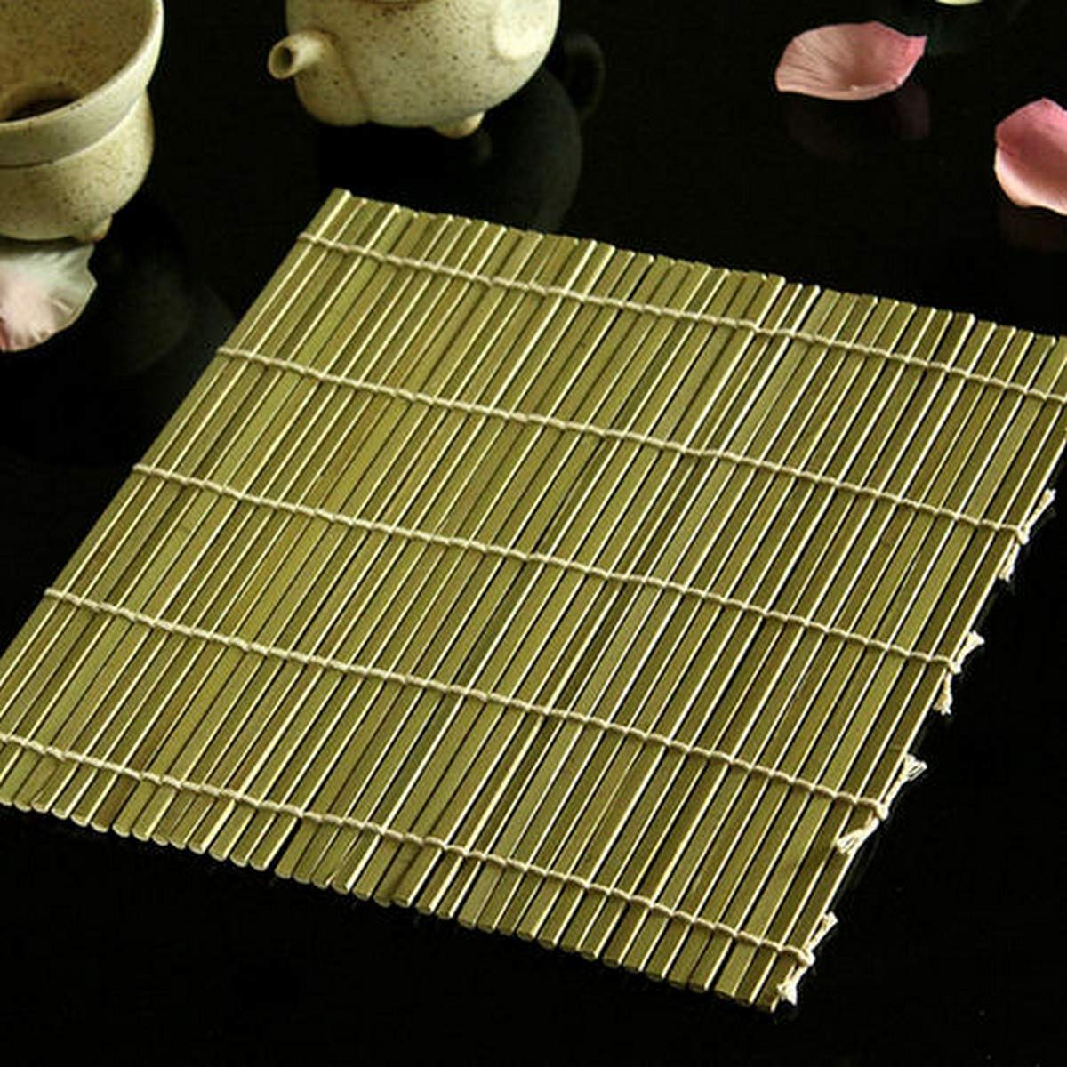 Premium Bamboo Sushi Rolling Mat - 9.5 Inch Square Sushi Maker for Perfect Homemade Sushi Rolls - Ideal for Sushi Parties, Meal Prep & Japanese Cooking at Home