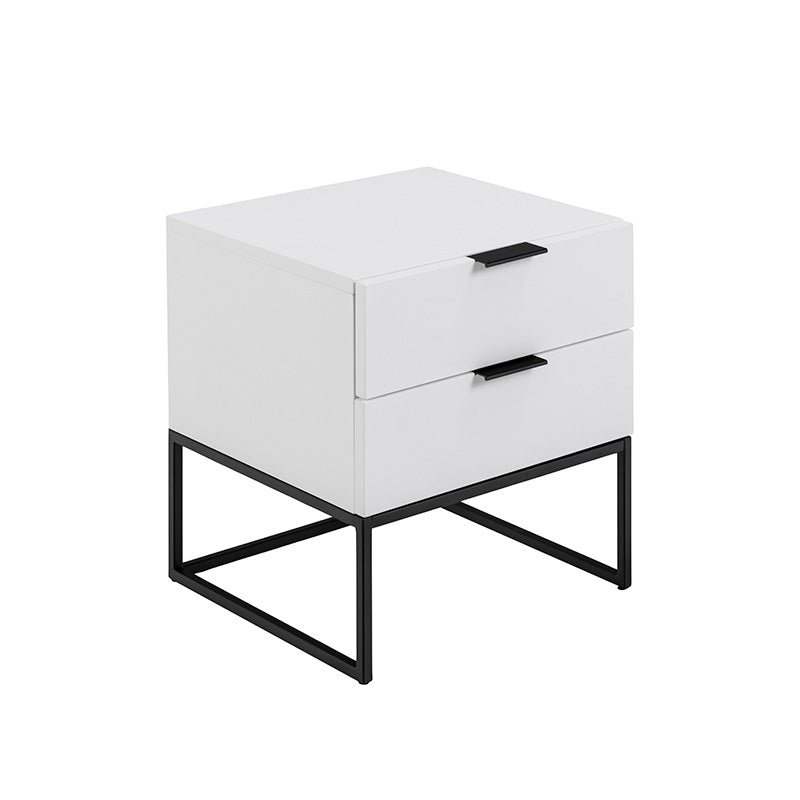 SVANA 40cm White & Black Bedside Table - Perfect for Small Spaces, Bedrooms & Nightstands