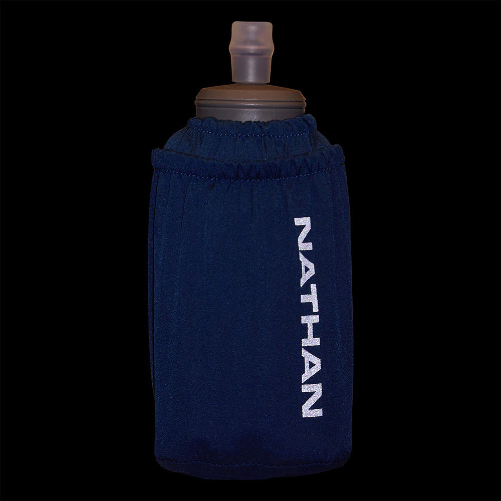 Pinnacle Soft Flask Handheld 18oz Water Bottle - Leakproof Collapsible BPA-Free Hydration for Running, Hiking & Outdoor Activities (Sailor Blue/Reflective Silver)