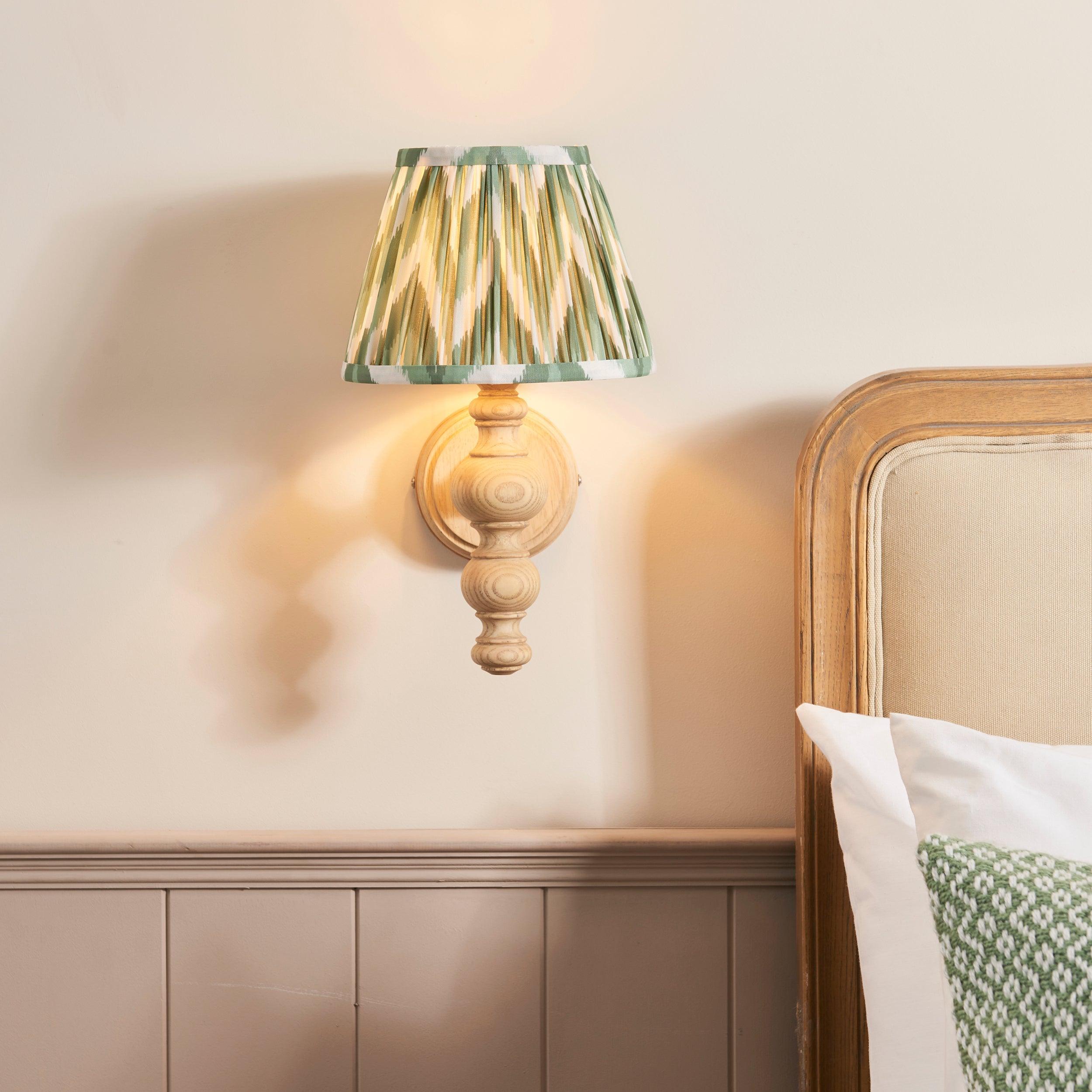 Bibury Wooden Wall Light with 20cm Shade - Rustic Home Decor for Living Room, Bedroom & Hallway Lighting