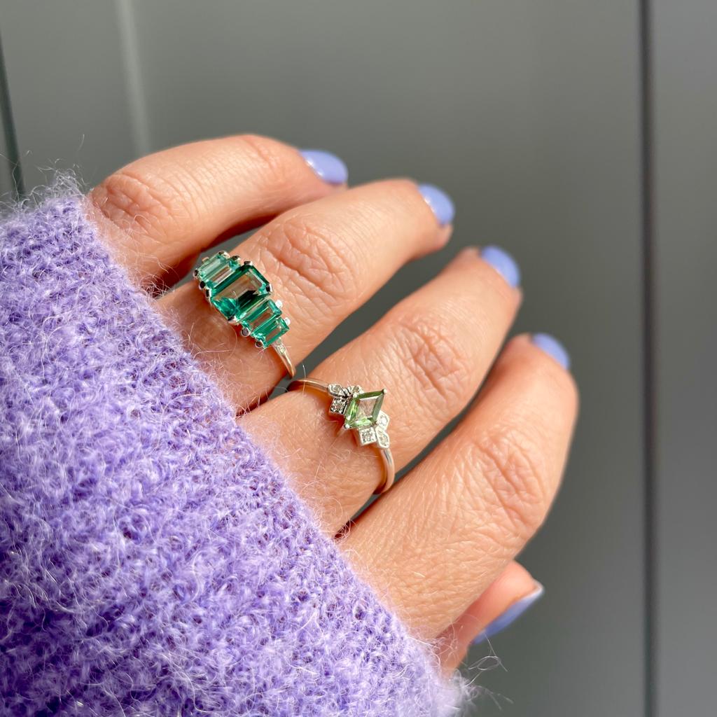 Fern Green Topaz Deco Ring – Vintage Style Art Deco Jewelry for Women – Perfect for Parties, Weddings & Special Occasions