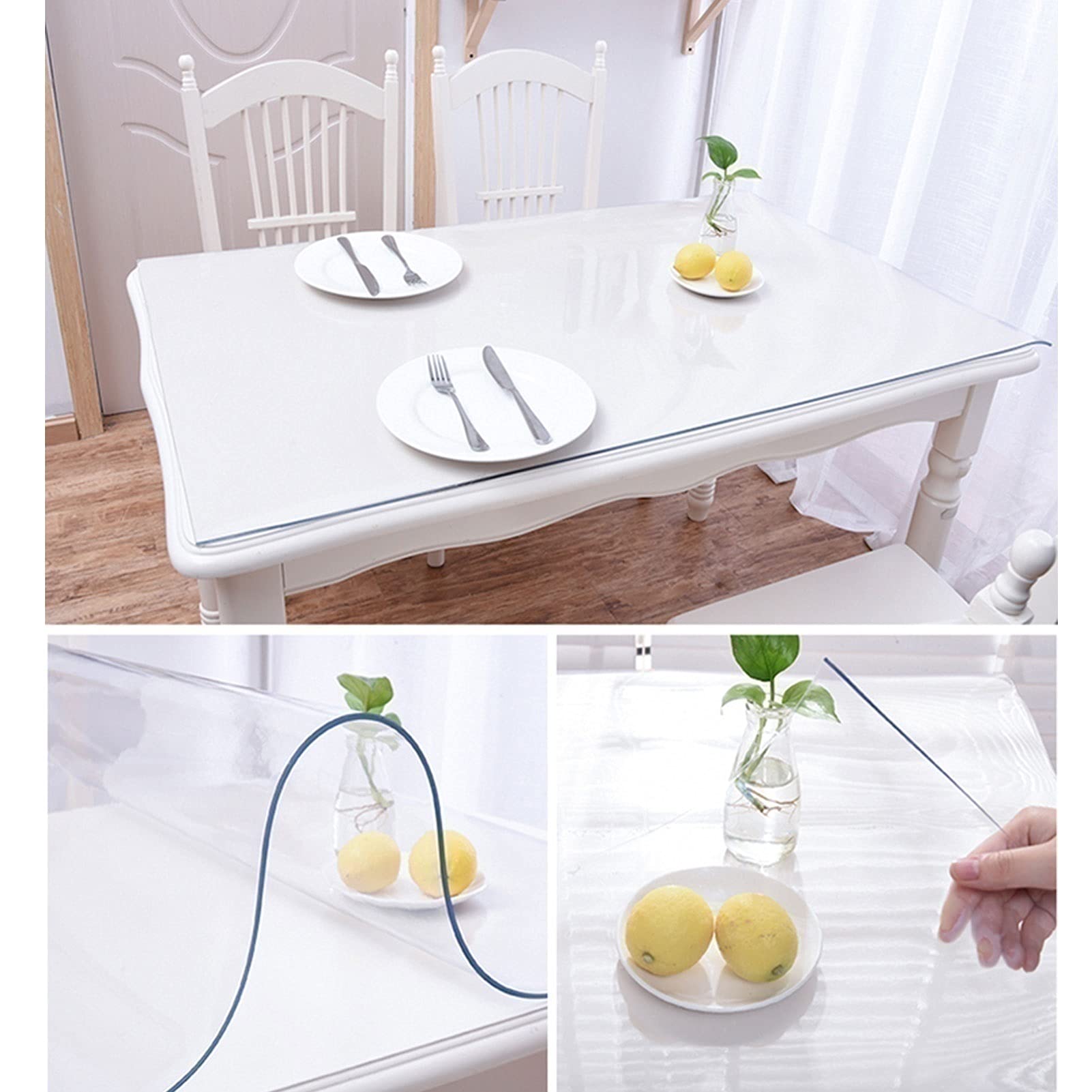 Waterproof Clear Plastic Tablecloth Protector - Oil Proof & Wipeable Vinyl Table Cover for Indoor & Outdoor Use (60x100cm/90x160cm) - Perfect for Dining Tables, Patio Furniture, Garden Parties & Picnics